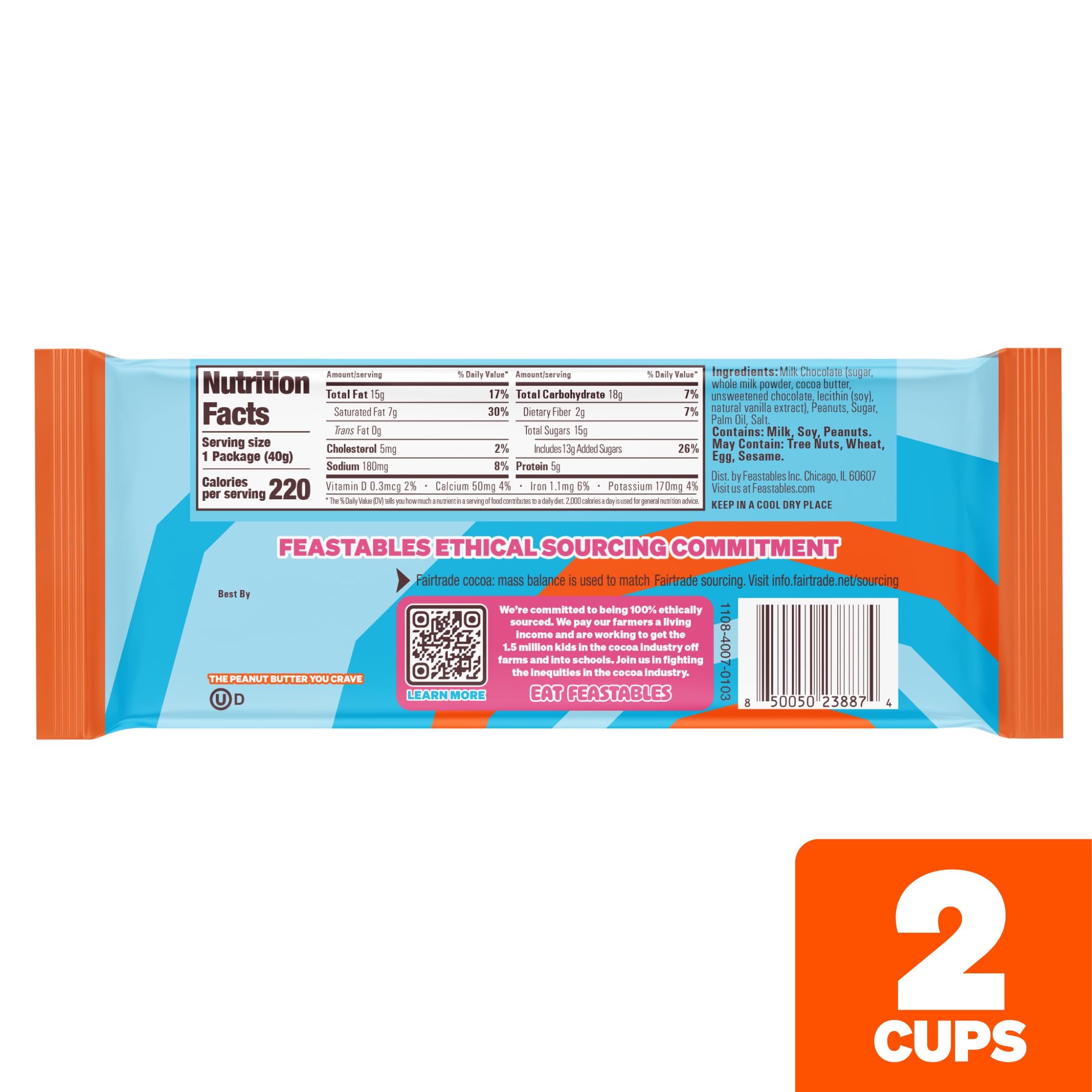 Feastables MrBeast Peanut Butter Jack-O-Lantern, Milk Chocolate & Creamy Peanut Butter Filling, Cups for Adults & Kids, Chocolate Candy for Halloween Snacks, Made With Fairtrade Cocoa, 30 Count