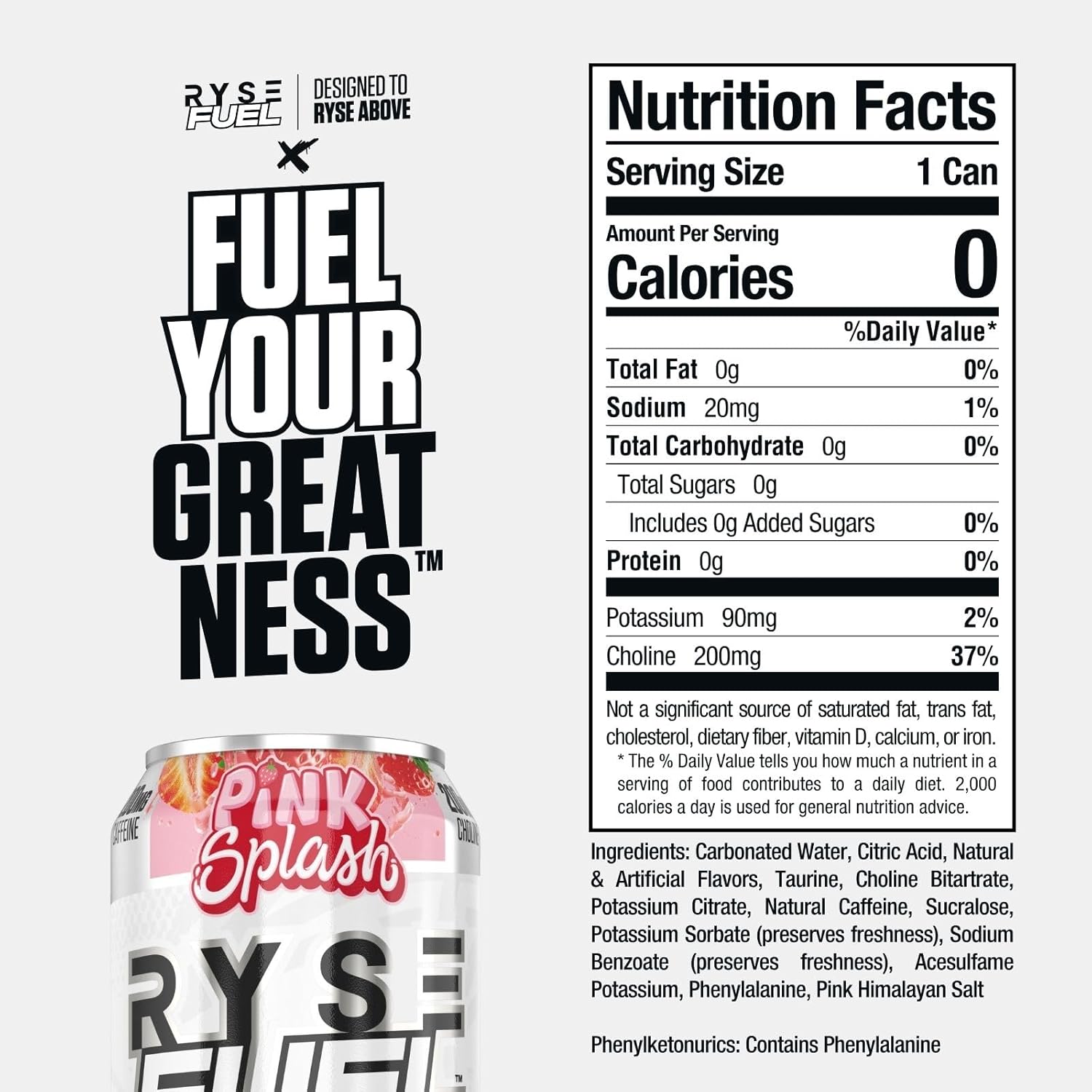 RYSE Fuel Energy Drink - Variety Pack - Sugar Free, Gluten Free & Vegan - 200mg Natural Caffeine, Taurine & Choline for Focus & Energy - No Artificial Colors - 16 fl oz Cans (12-Pack)