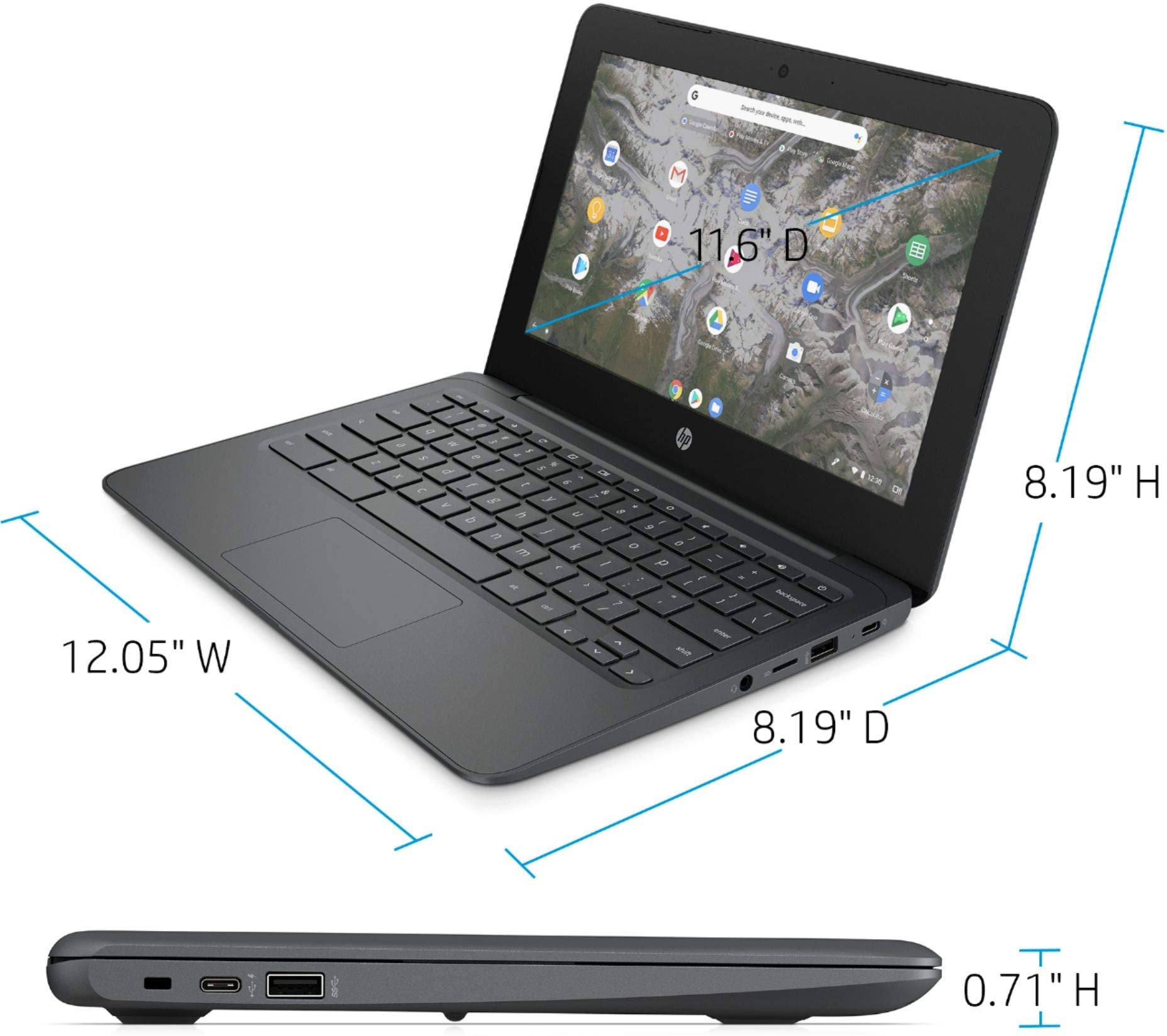 HP Laptop Computer for Students, 2026 Edition AI PC, 1 Year Office 365, Intel Processor, 16GB RAM, 128GB UFS, Long Battery Life, Webcam, WiFi 6, Type-c HUB Included, Windows 11 Home S, Sky Blue