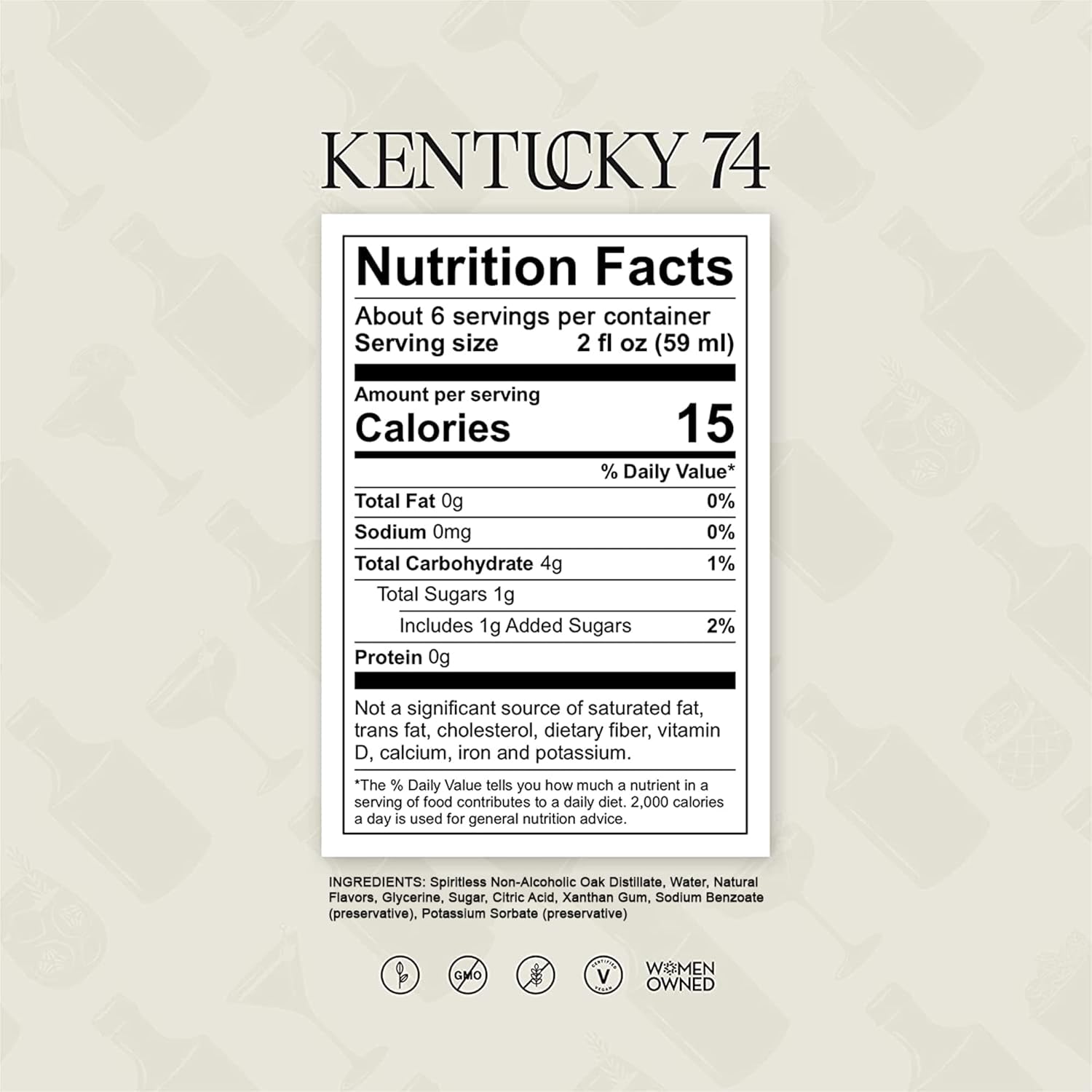 Kentucky 74 Non-Alcoholic Bourbon Whiskey, Award-Winning Alcohol-Free Spirit for Cocktails, 700ml Bottle