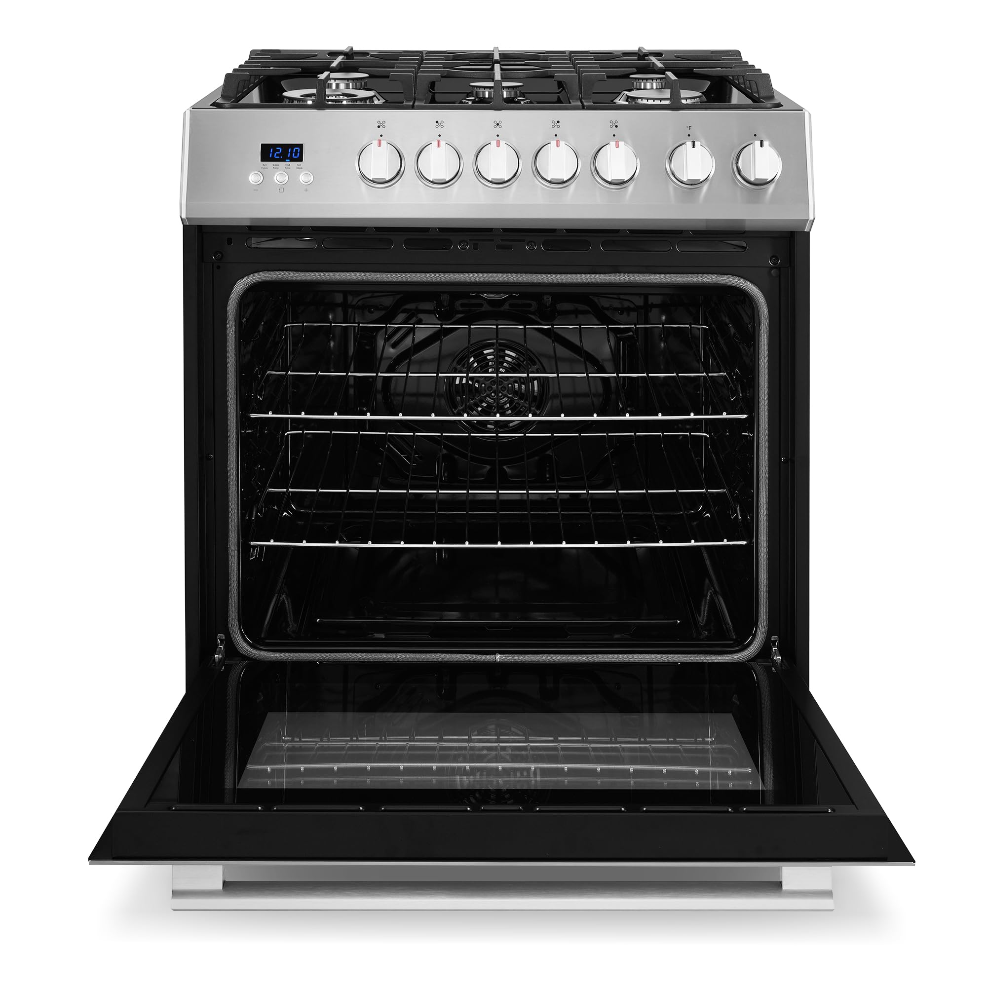 COSMO COS-305AGC 30 in. 5.0 cu. ft. Freestanding Single Oven Gas Range with 5 Burner Cooktop and Heavy Duty Cast Iron Grates in Stainless Steel