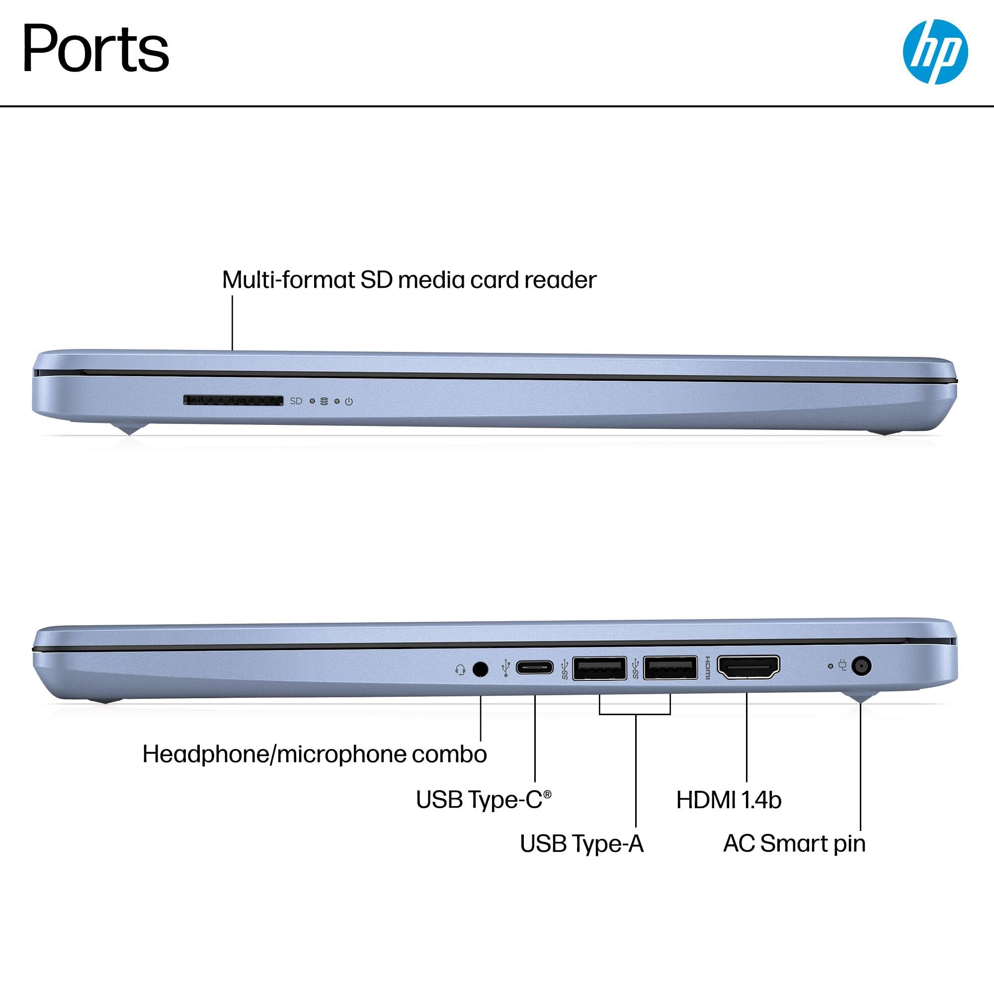 HP Laptop Computer for Students, 2026 Edition AI PC, 1 Year Office 365, Intel Processor, 16GB RAM, 128GB UFS, Long Battery Life, Webcam, WiFi 6, Type-c HUB Included, Windows 11 Home S, Sky Blue