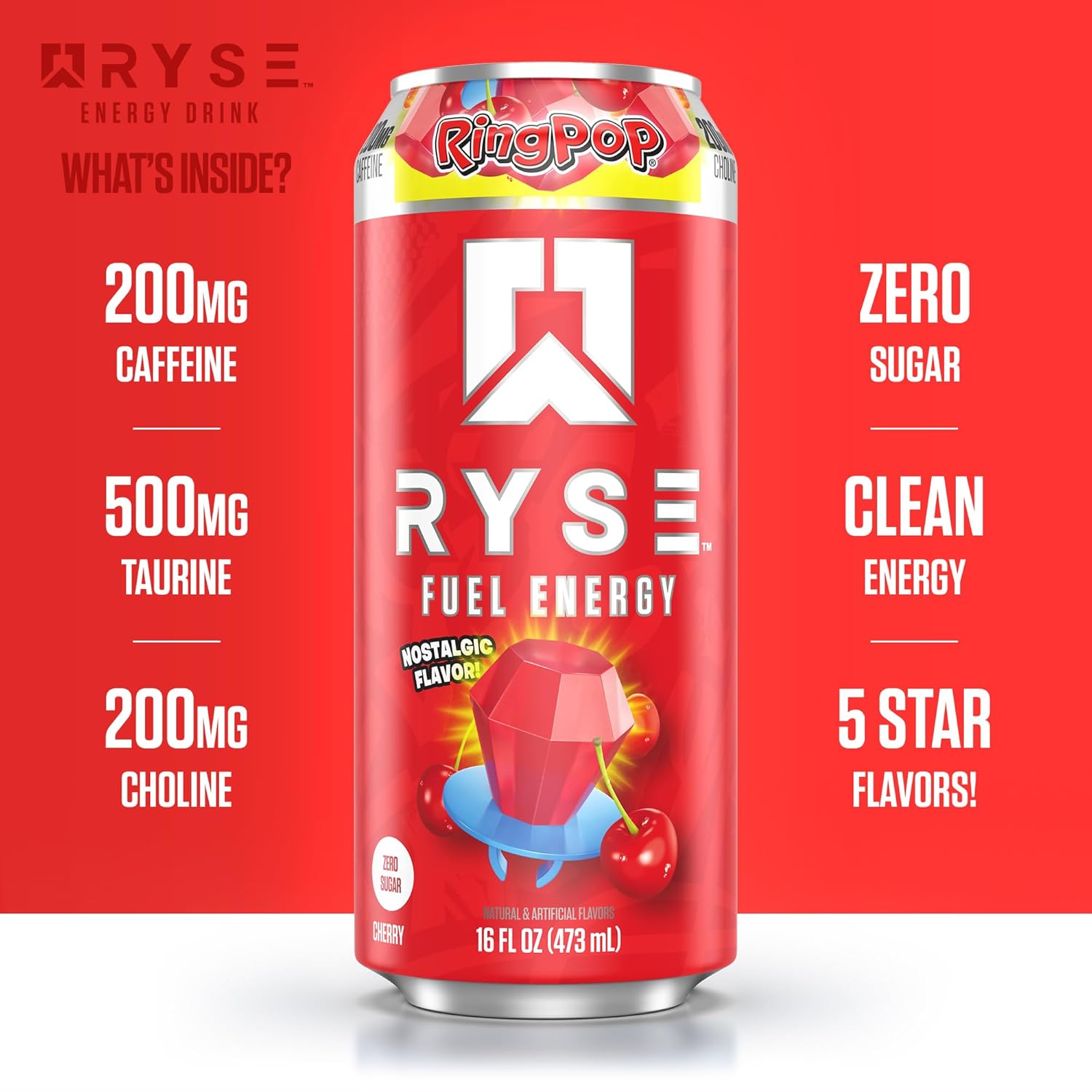 RYSE Fuel Energy Drink - Variety Pack - Sugar Free, Gluten Free & Vegan - 200mg Natural Caffeine, Taurine & Choline for Focus & Energy - No Artificial Colors - 16 fl oz Cans (12-Pack)