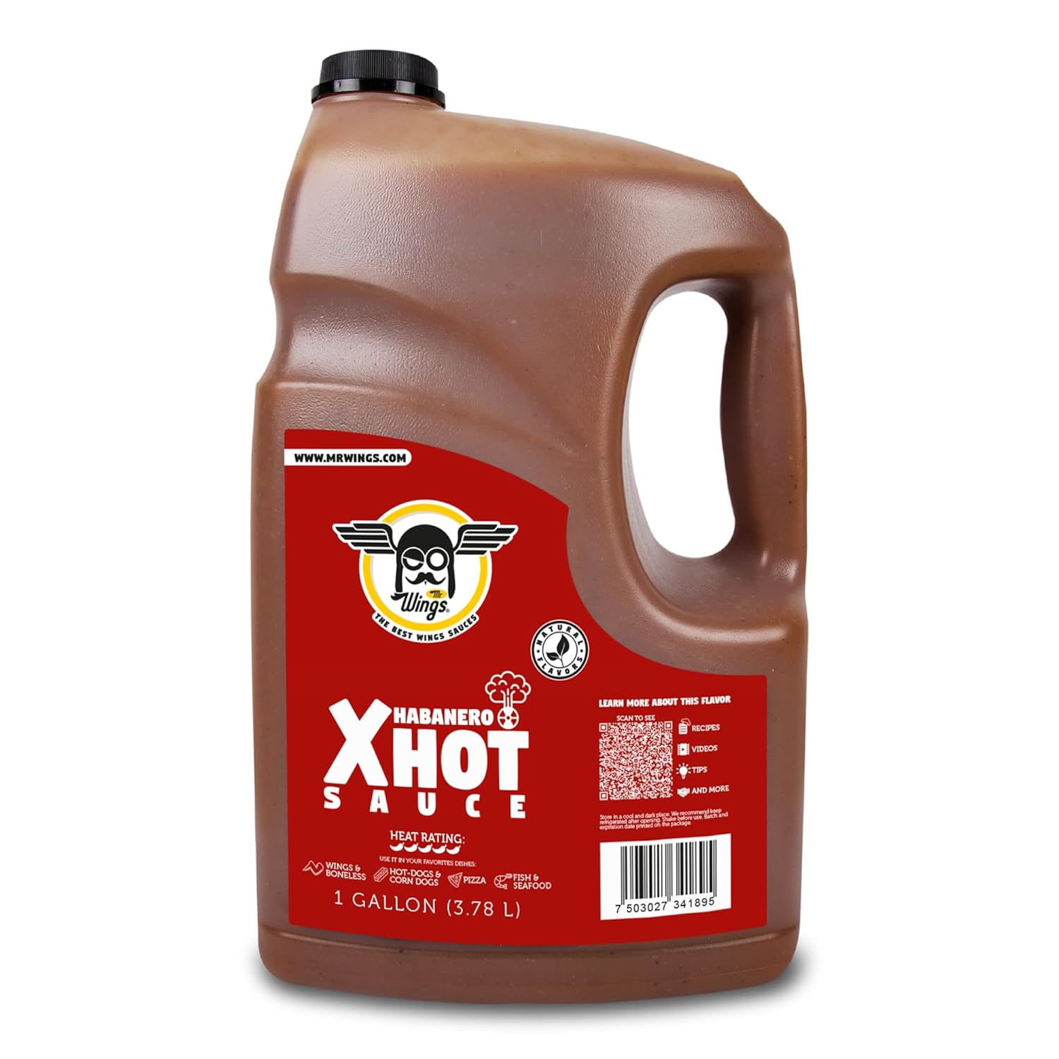 Mr Wings Sweet Mango Mild Sauce 1 Gallon (128 Fl Oz). Sweet and spicy delight, perfect for boneless, fries, drinks and your favorite snacks. Big sauce bulk.