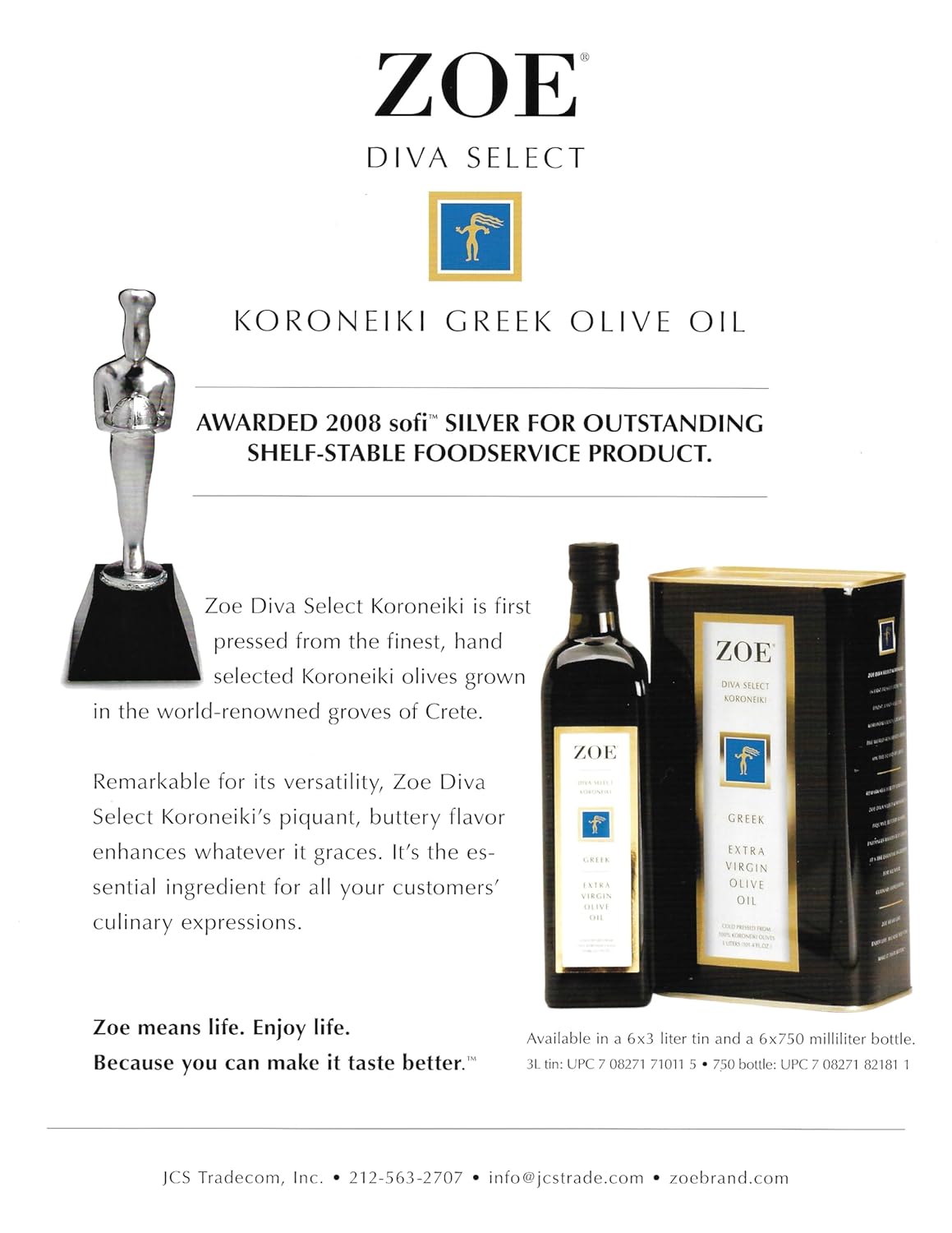 ZOE Diva Select Koroneiki Greek Extra Virgin Olive Oil 3 L (101.4 fl oz) Tin | Cold Pressed, 100% Koroneiki Olives, Imported