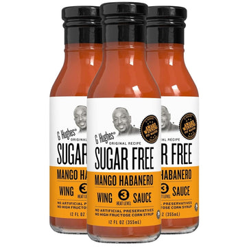 G Hughes Sugar Free, Mango Habanero Wing Sauce - Gluten Free Hot Sauce, Sugar Free Sauces, Habanero Hot Sauce, BBQ Sauces, No High Fructose, No Sugar - 12 Oz. (3-Pack)