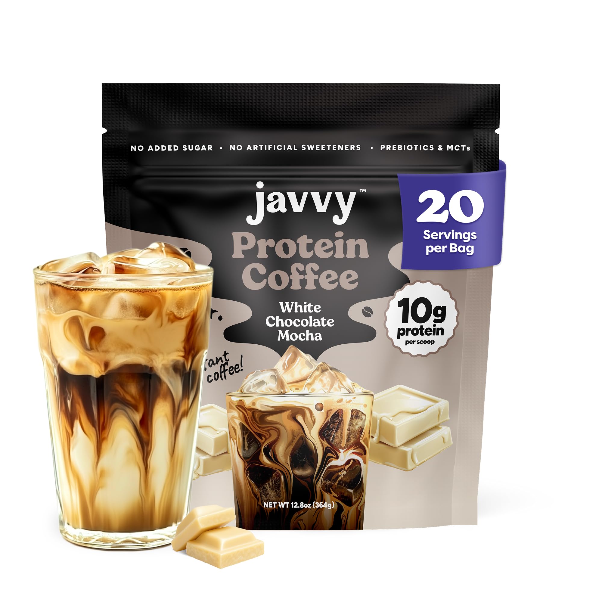 Caramel Protein Iced Coffee - Premium Whey Protein & Instant Iced Coffees - 100% Natural Cold Brew - Zero Artificial Flavors & Sweeteners, 80 mg Caffeine Per Serving, No Added Sugar, 20 Servings