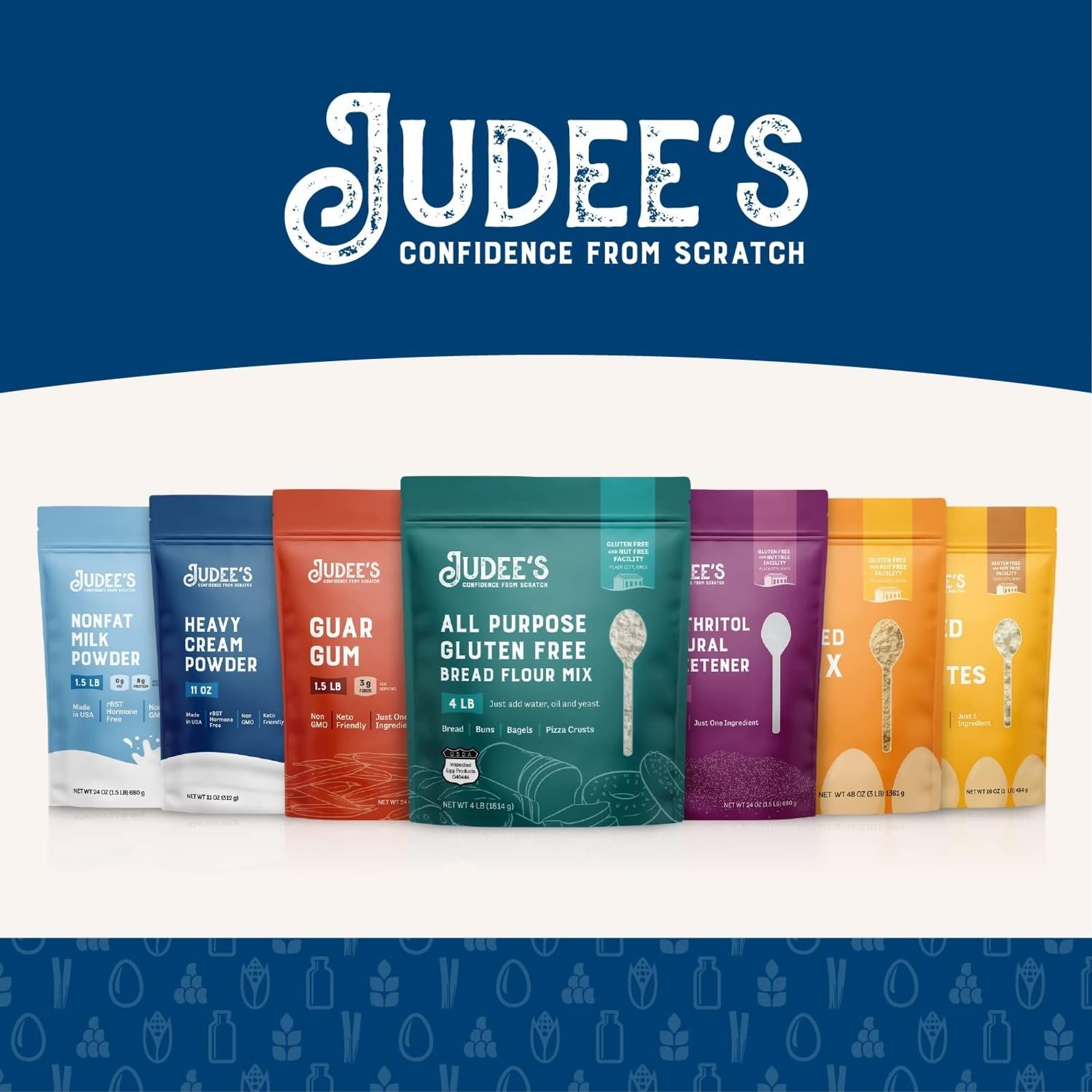 Judee's Gluten Free Whole Milk Powder - Versatile Powdered Milk for Baking - Shelf Stable Dry Mix for Long-Term Storage - 40 oz, Pack of 1