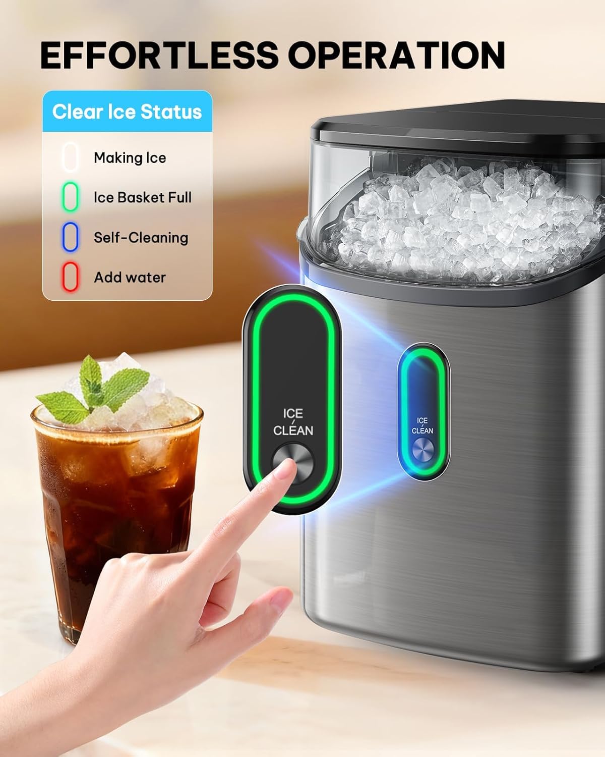 Silonn Ice Maker Countertop, Portable Ice Machine with Carry Handle, Self-Cleaning Ice Makers with Basket and Scoop, 9 Cubes in 6 Mins, 26 lbs per Day, Ideal for Home, Kitchen, Camping, RV