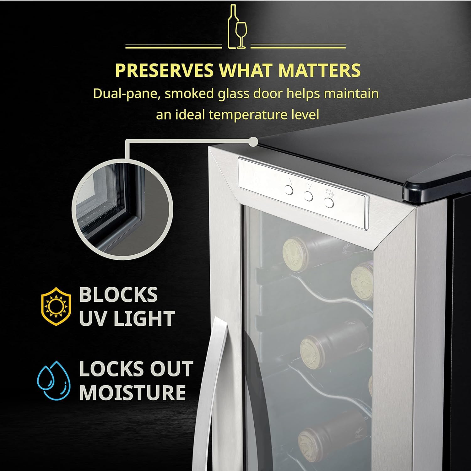 SCHMECKE 28 Bottle Compressor Wine Cooler Refrigerator w/Lock - Large Freestanding Wine Cellar - 41f-64f Digital Temperature Control Wine Fridge For Red, White, Champagne or Sparkling Wine - Black