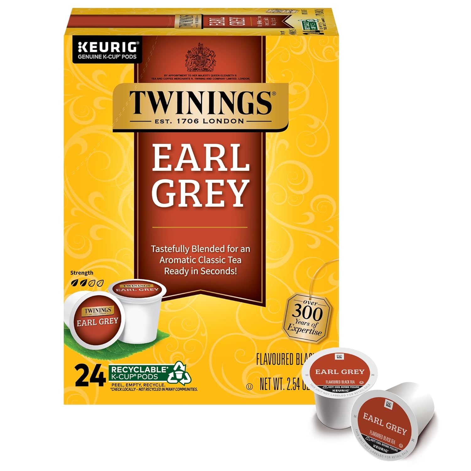 Twinings English Breakfast Black Tea K-Cup Pods for Keurig, 24 Count (Pack of 1), Smooth, Flavourful, Robust, Caffeinated, Enjoy Hot or Iced