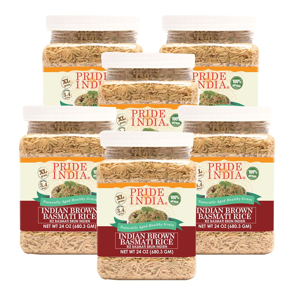 Pride Of India - Extra Long Indian Basmati Rice, Naturally Aged Aromatic Grain, 3 lbs Jar