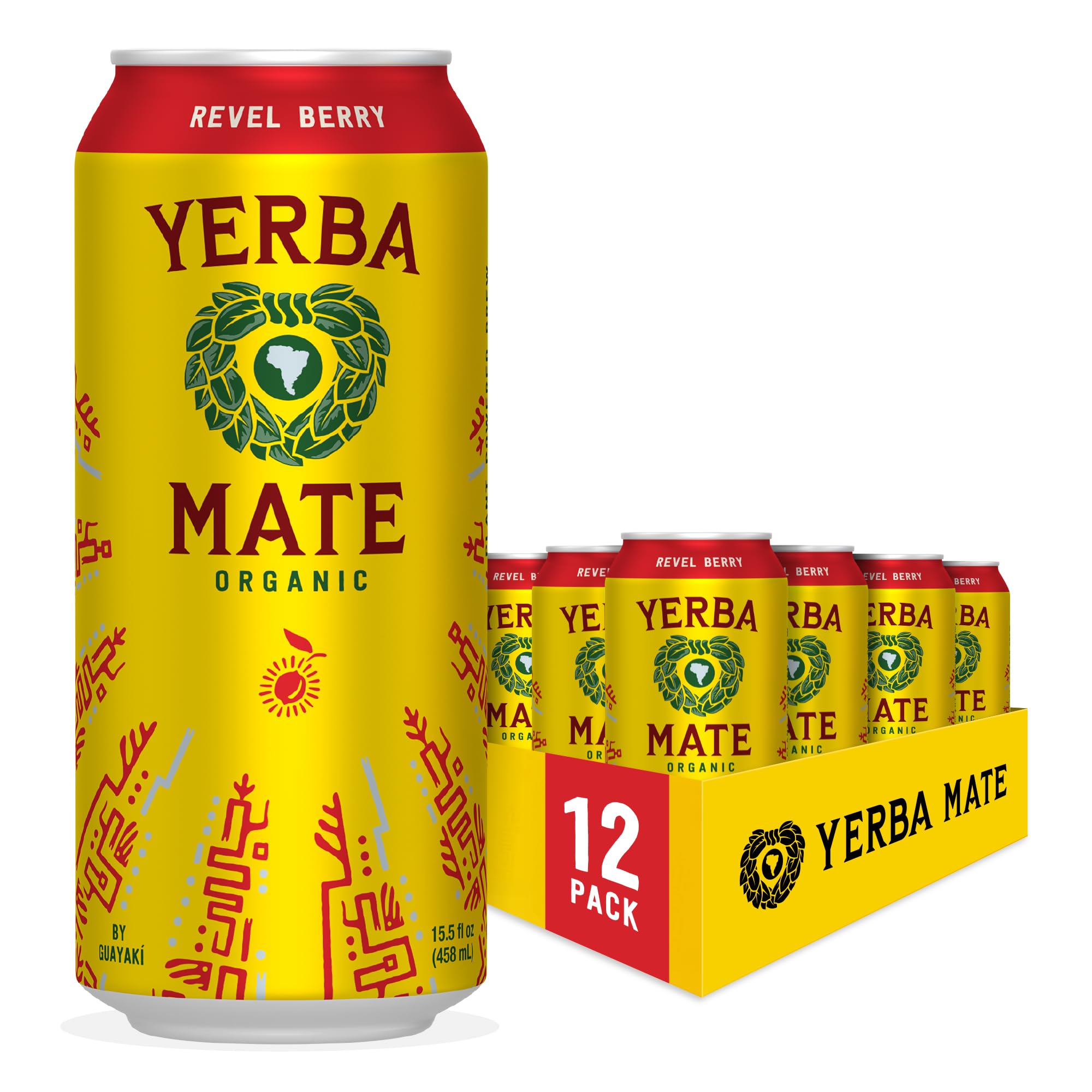 Yerba Madre Organic Yerba Mate, Enlighten Mint, 150mg Natural Caffeine, Energy Drink Alternative, No Jitters or Crash, 15.5 Oz Cans (Pack of 12)