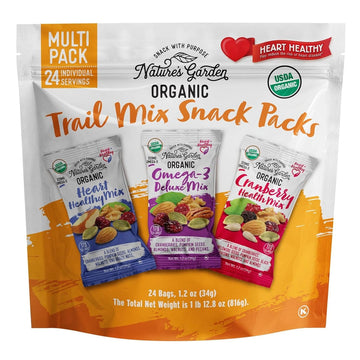 Nature's Garden Organic Trail Mix Snack, Multi Pack 28.8 oz - 24 Individual Servings (Pack of 3)