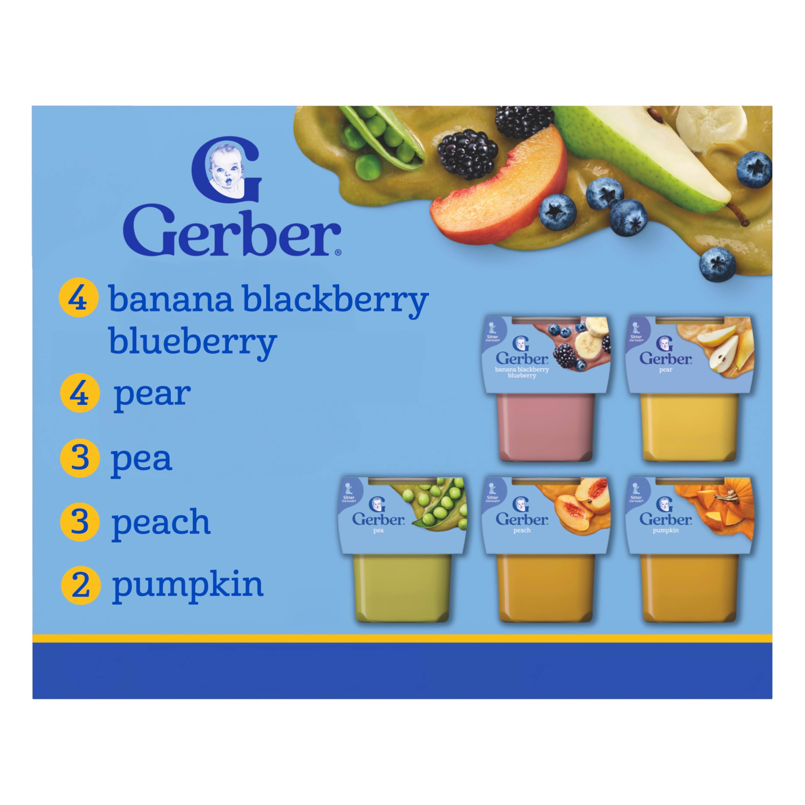 Gerber Stage 2 Baby Food, Nourishing Blends Tubs, Meat Meals Powerblend, Baby Puree, Variety Pack, 32PK