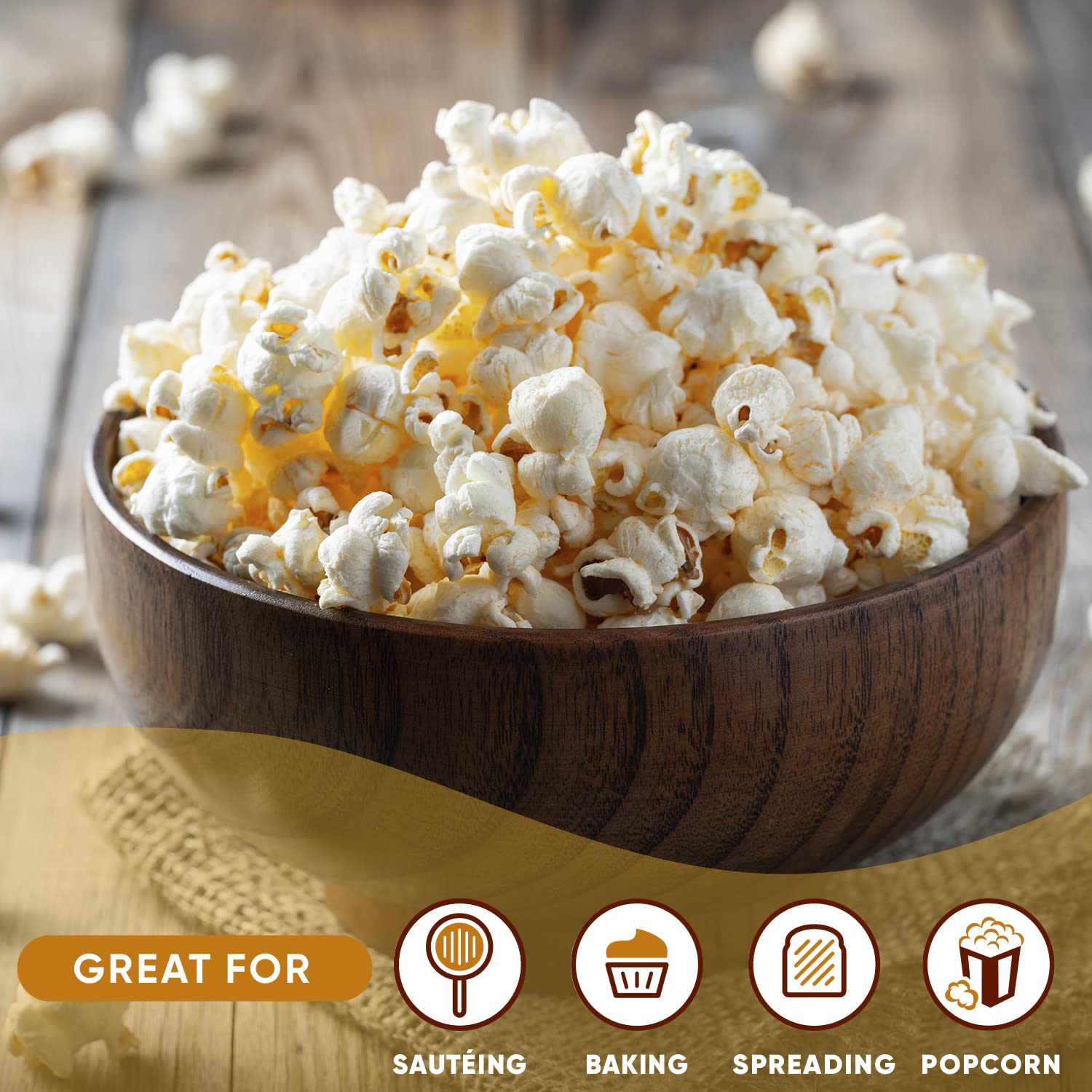 Nutiva Coconut Oil for Cooking and Baking - Butter Flavor Perfect for Making Movie Theater Popcorn, Baked Goods, Bread - Non-Dairy Alternative for Keto, Vegan, and Paleo Diets - 29floz