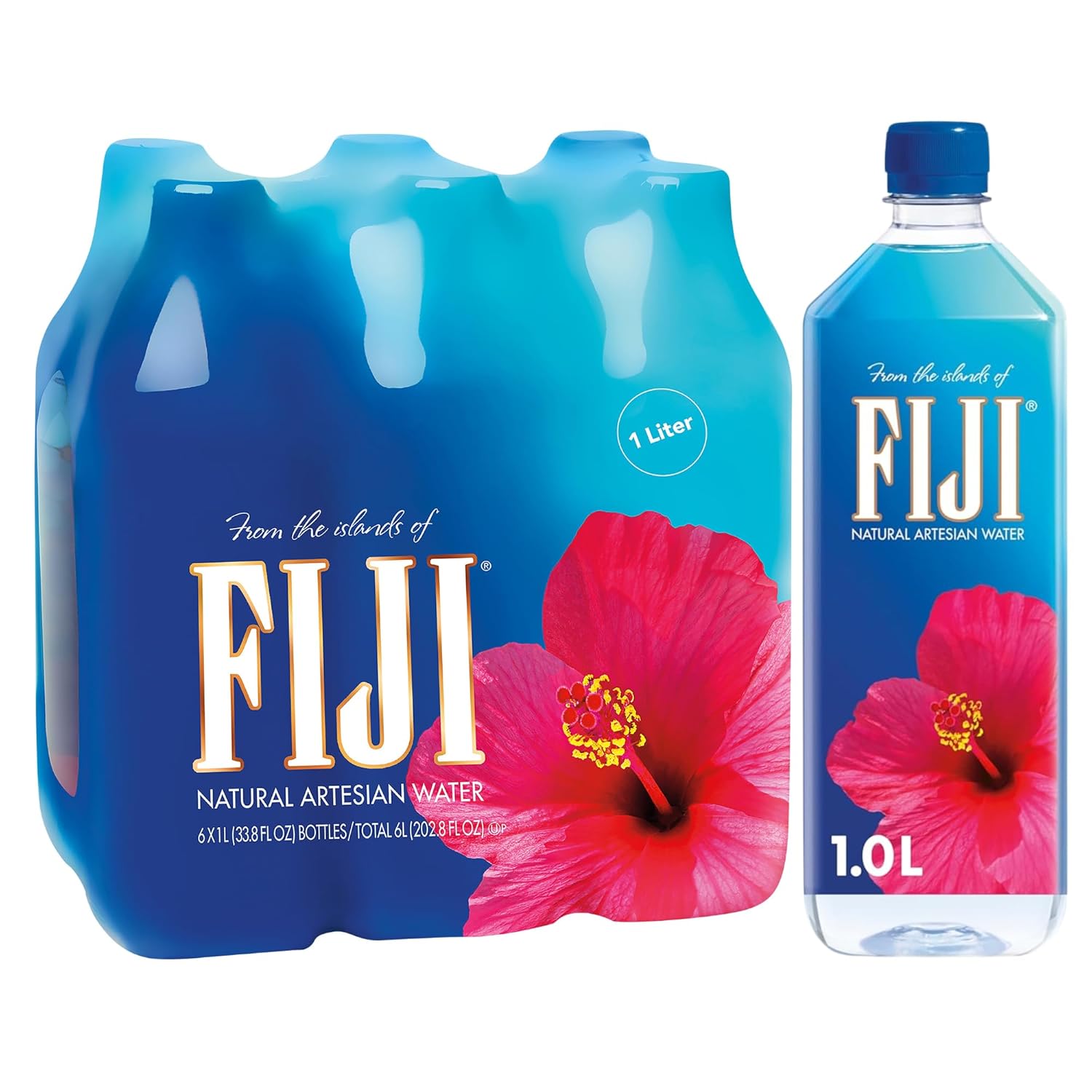 FIJI Natural Artesian Bottled Water, 1 Liter / 33.8 Fl Oz (Pack of 12)