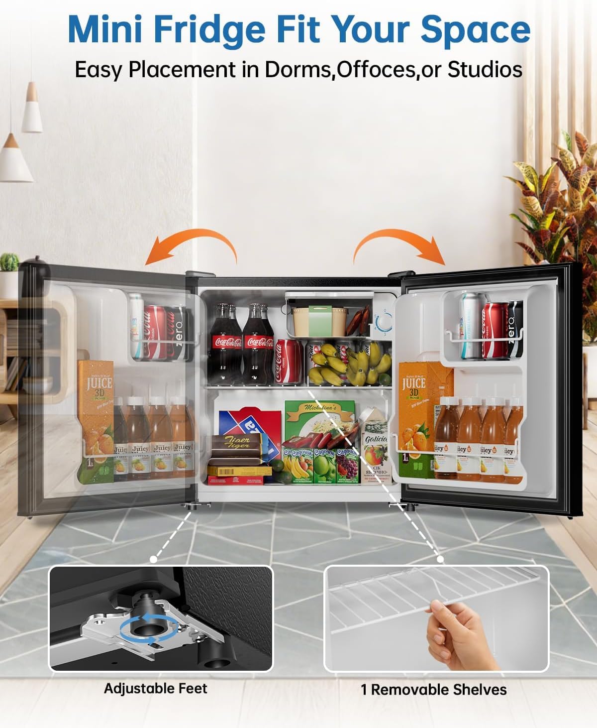 Frostorm 3.2 Cu Ft Mini Fridge with Freezer - Energy Efficient, Large Capacity Single Door Upright Freezer for Bedroom, Office & Dorm | Small Fridge, Reversible Door, ETL Certified(Black)