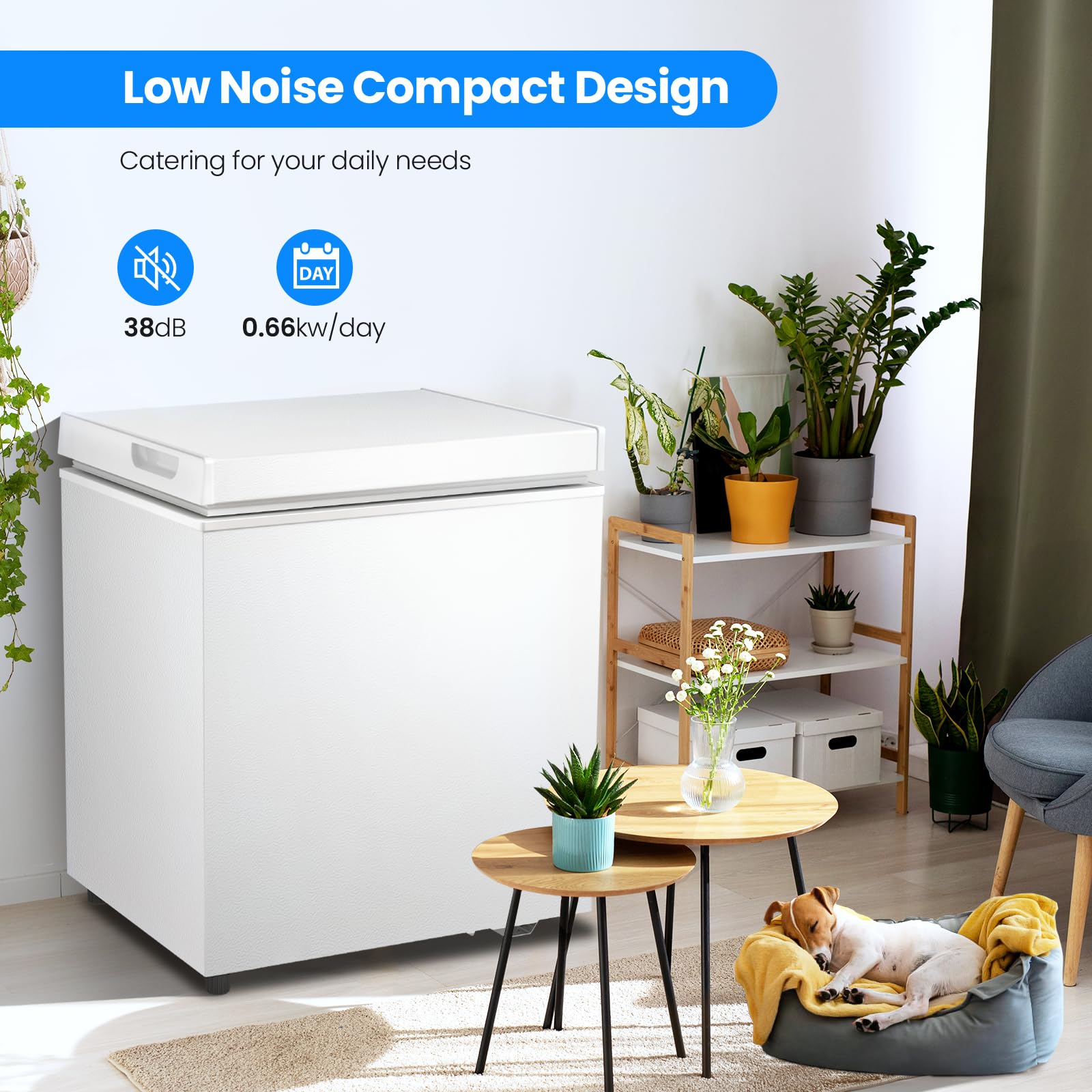 Kismile 2.8 Cubic Feet Chest Freezer with 2 Removable Basket Free Standing Top Open Door Compact Freezer with Adjustable Temperature for Home/Kitchen/Office/Bar