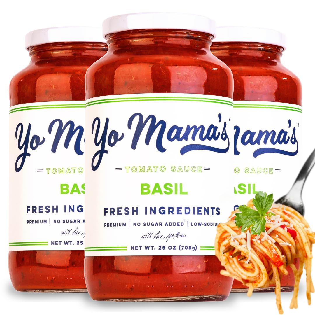 Yo Mama's Foods Keto Marinara Pasta Sauce - (3) 12.5 Ounce Jars - No Sugar Added, Low Carb, Low Sodium, Gluten Free, Paleo Friendly, and Made with Fresh, Non-GMO Tomatoes