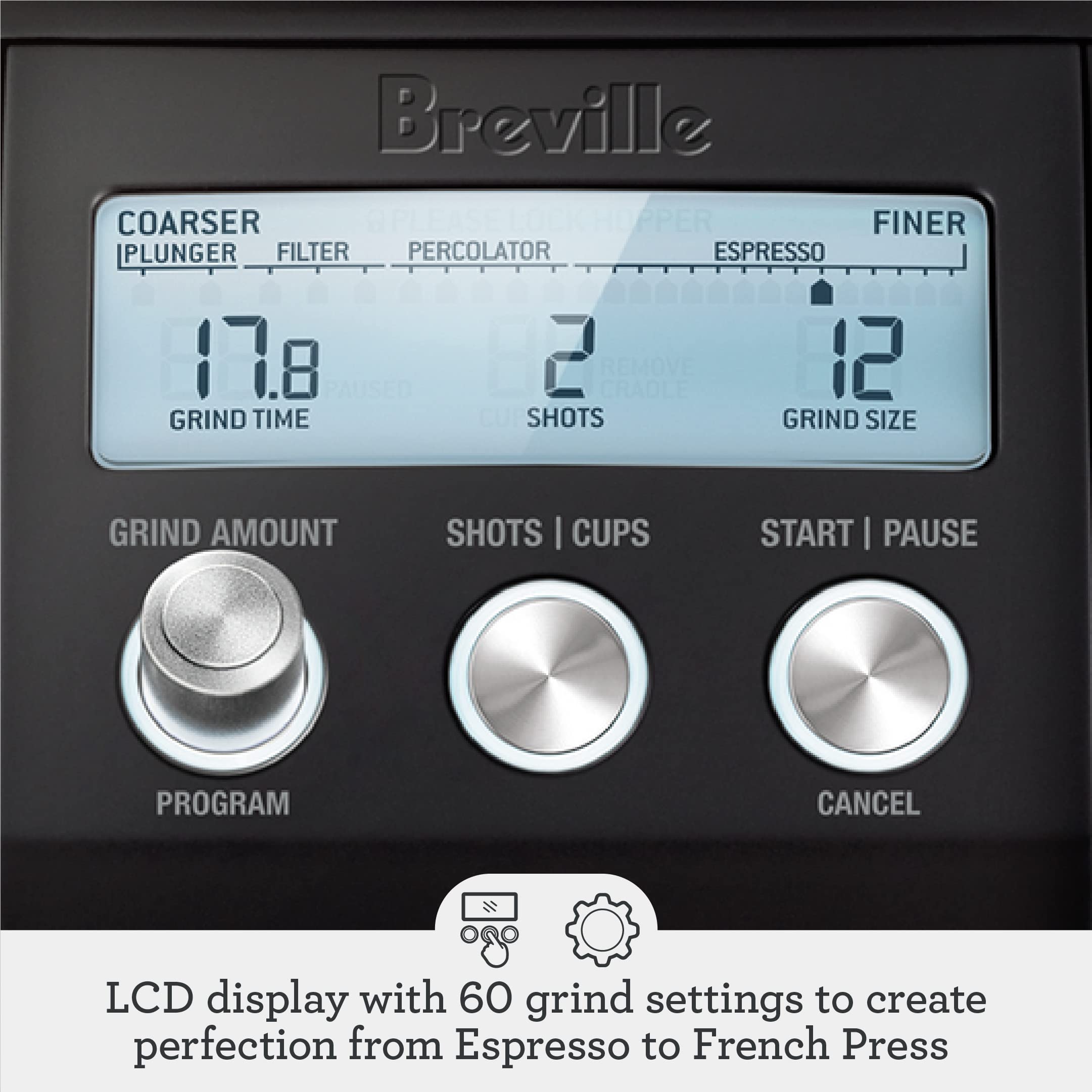 Breville BCG820BSS Smart Grinder Pro for Coffee and Espresso, Brushed Stainless Steel