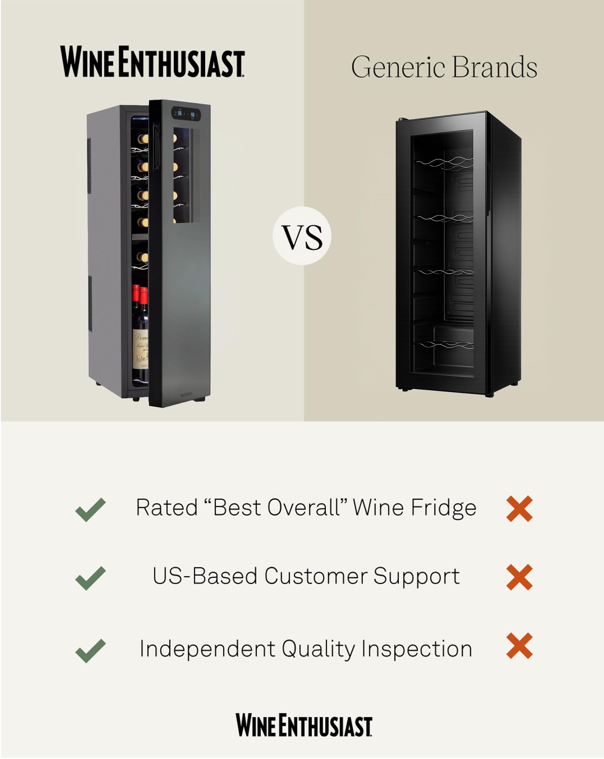 Wine Enthusiast 18-Bottle Slimline Dual Zone Wine Cooler - Energy Efficient Freestanding Wine Refrigerator - Upright Bottle Storage, Adjustable Thermostat, Digital Touchscreen (20.5” x 10.7" x 36.8”)