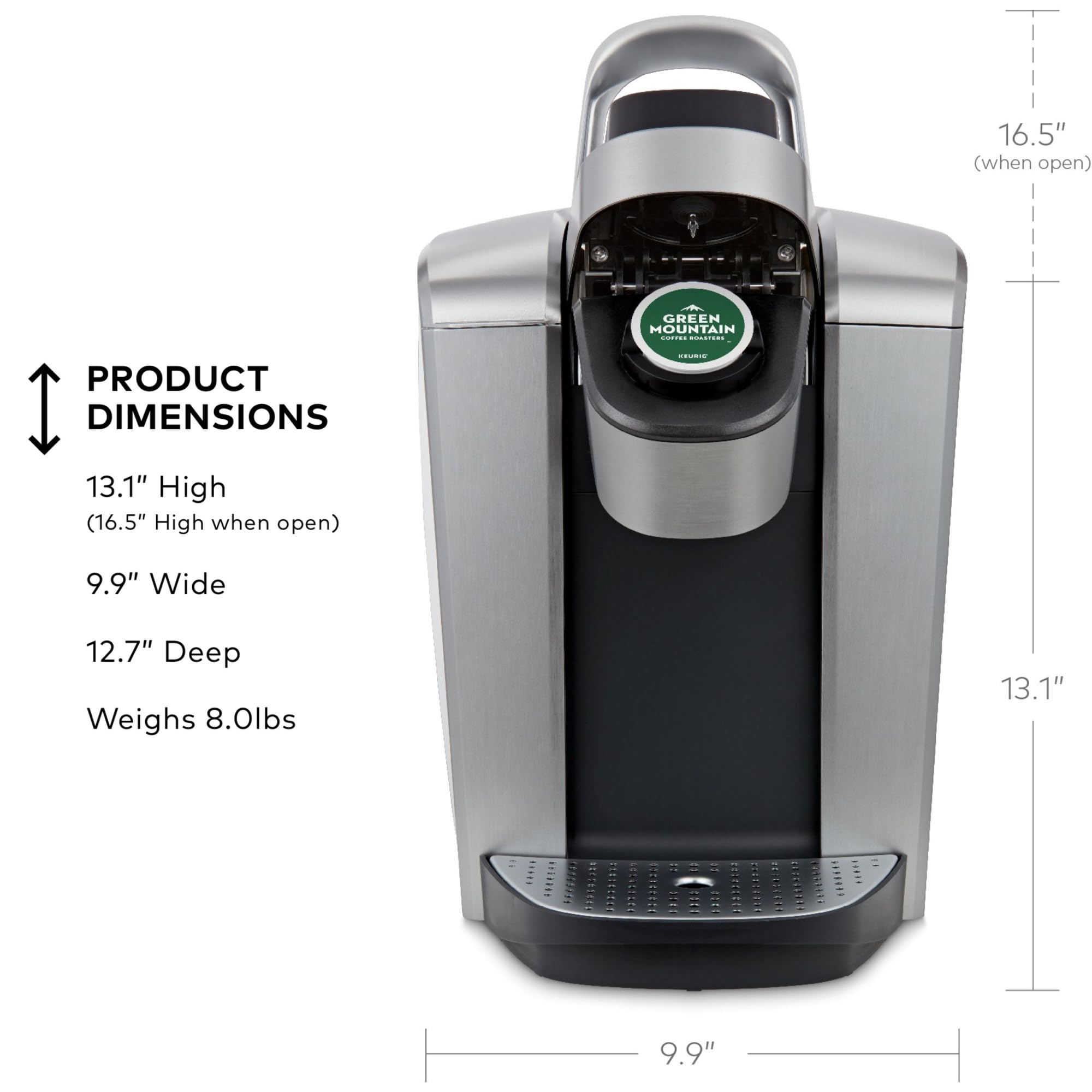 Keurig K-Elite Single Serve K-Cup Pod Coffee Maker, with Strength and Temperature Control, Iced Coffee Capability, 8 to 12oz Brew Size, Programmable, Brushed Slate