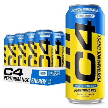 C4 Energy Carbonated Zero Sugar Energy Drink, Sparkling Frozen Bombsicle, 16 Fl Oz (Pack of 12)
