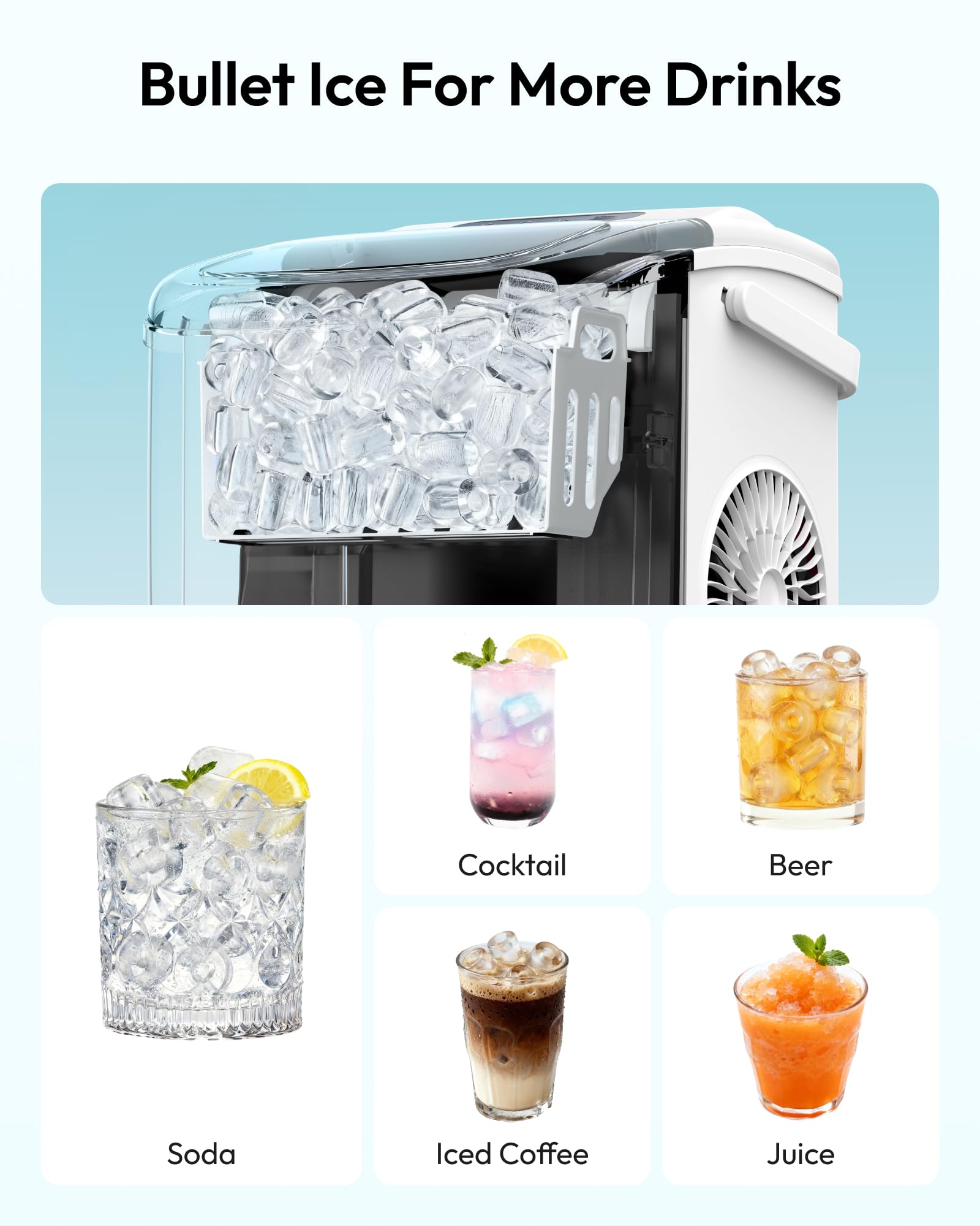 EUHOMY Countertop Ice Maker Machine with Handle, 26lbs in 24Hrs, 9 Ice Cubes Ready in 6 Mins, Auto-Cleaning Portable Ice Maker with Basket and Scoop, for Home/Kitchen/Camping/RV. (Black)