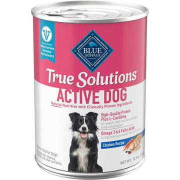 Blue Buffalo True Solutions Active Dog Wet Dog Food for Active Adult Dogs, Made with Natural Ingredients, Chicken, 12.5-oz. Cans (12 Count)