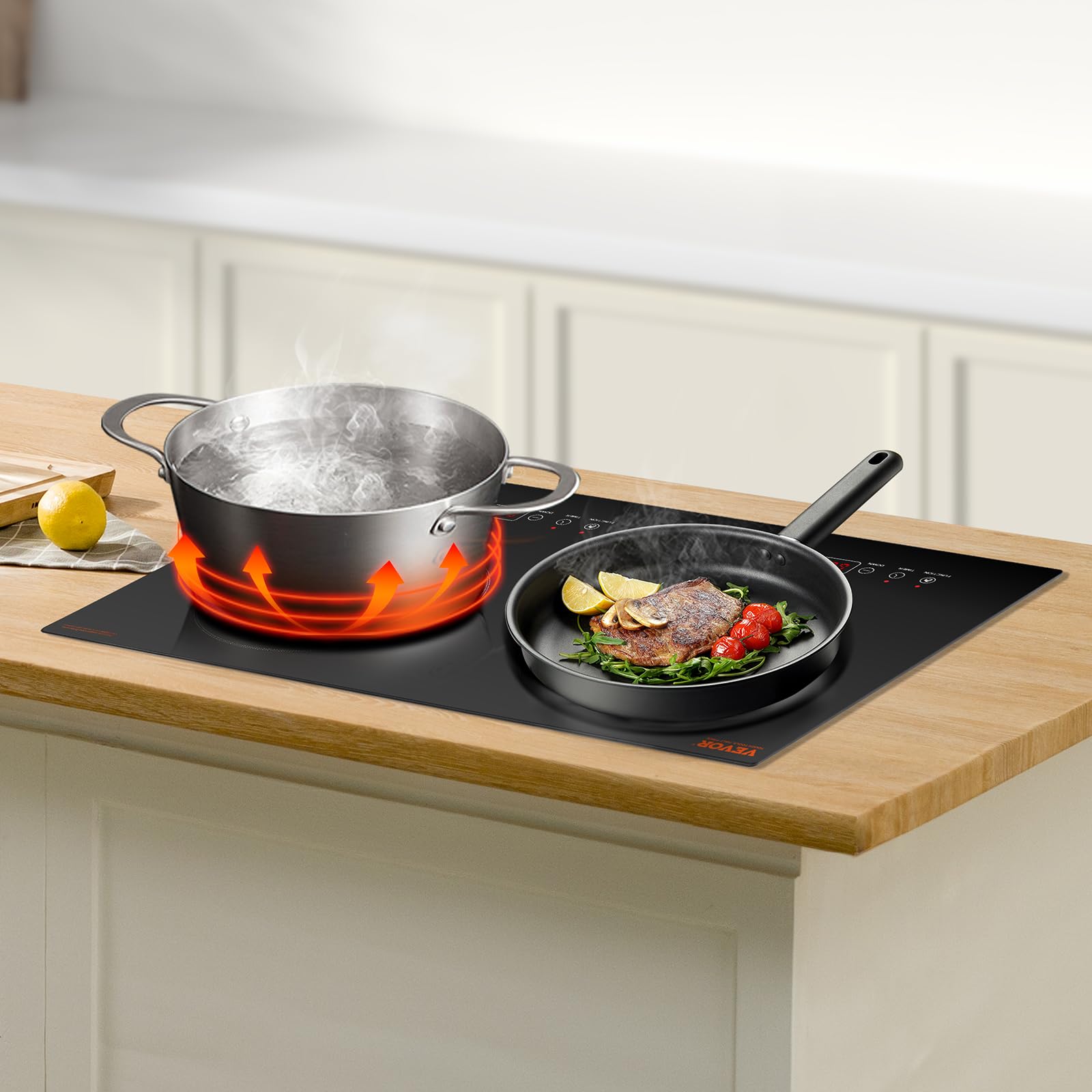 VEVOR Built-in Induction Electric Stove Top 30 Inch,5 Burners Electric Cooktop,9 Power Levels & Sensor Touch Control,Easy to Clean Ceramic Glass Surface,Child Safety Lock,240V