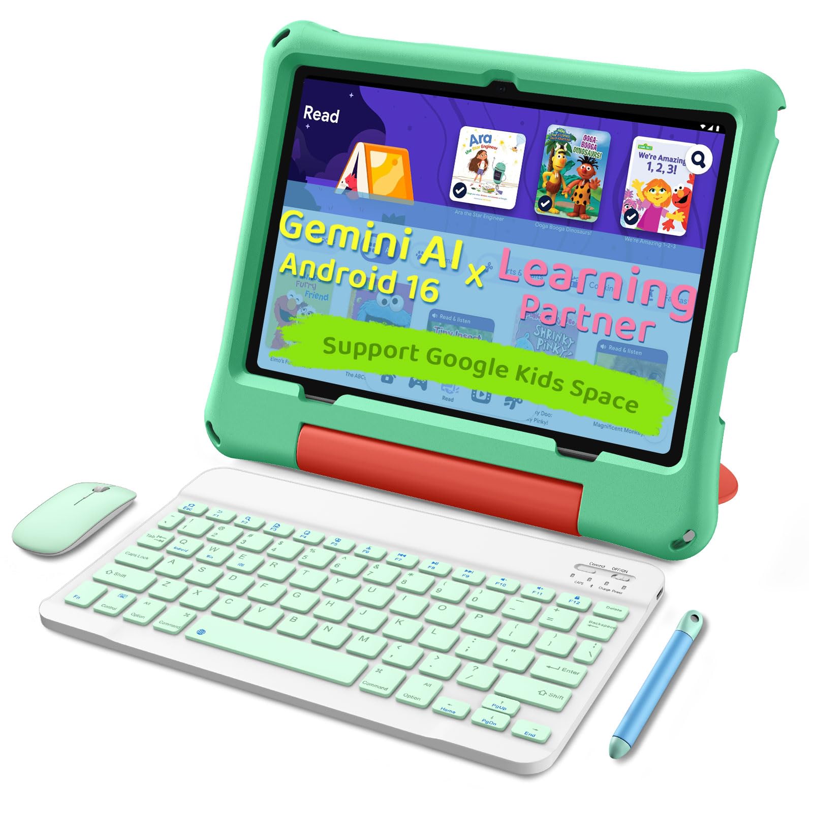 aiprotablet Kids Tablet, Android 16 Tablet for Kids 10 inch Octa-Core 2.2GHz with Case, 30GB RAM 64GB ROM, 2TB Expand, Parental Control, Dual Camera, BT, WiFi, with Keyboard Mouse Stylus, Gift (Pink)