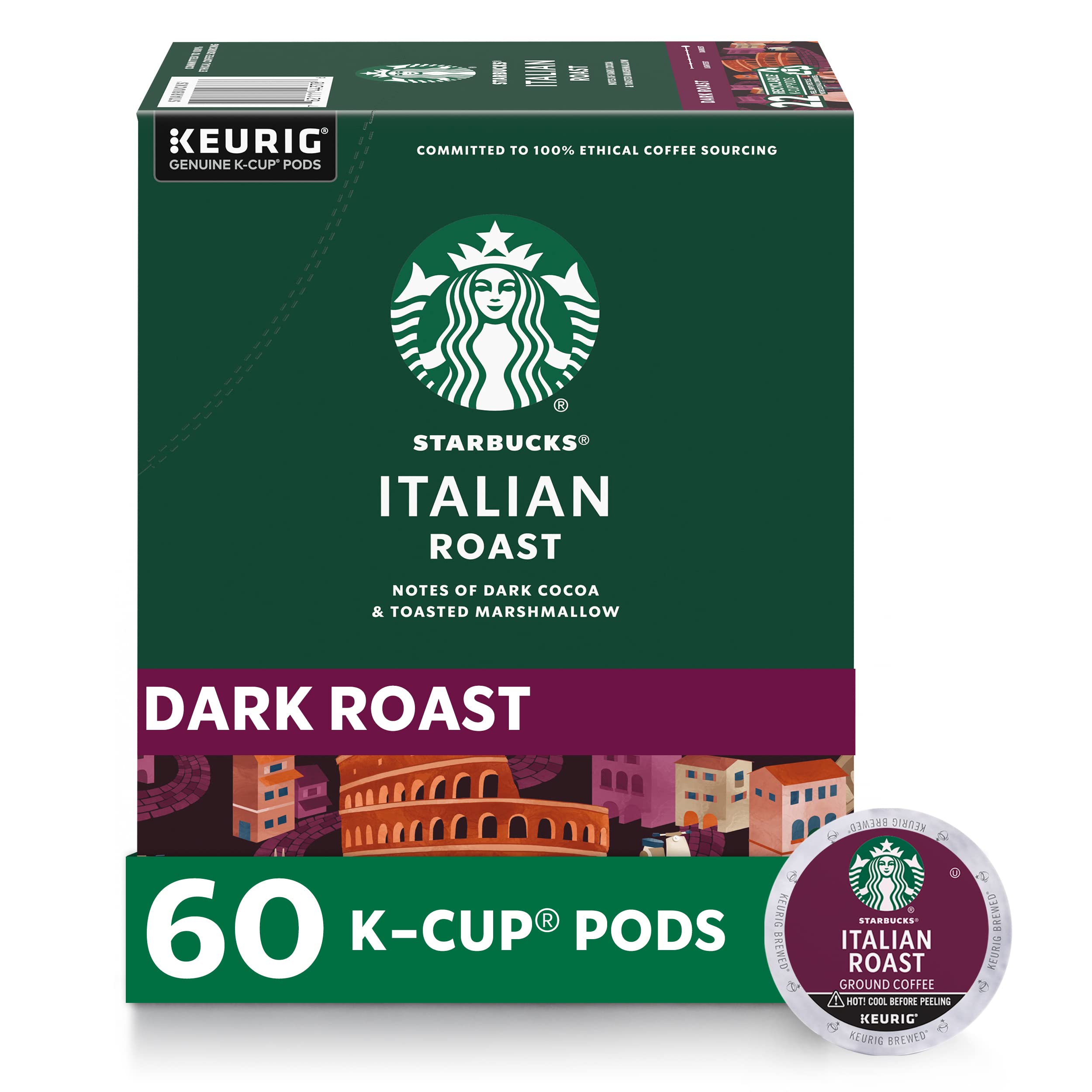 Starbucks K-Cup Coffee Pods, Dark Roast Hot or Iced Coffee, French Roast, 96 Keurig Pods