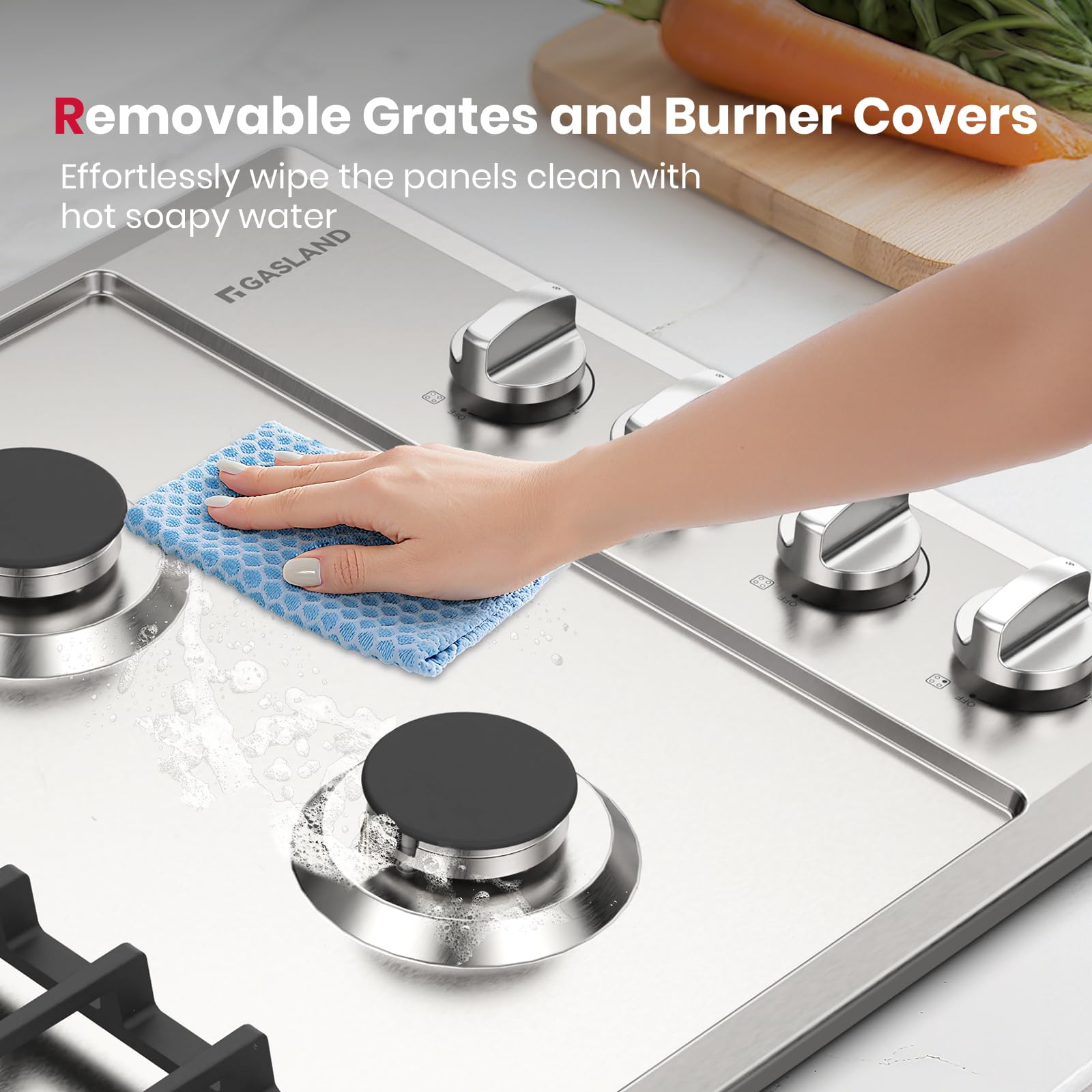 GASLAND 36 Inch Gas Cooktop, PRO GH2365SF 5 Italy Sealed Burner Propane Stovetop, NG/LPG Convertible Gas Cooktops, Plug-in with Thermocouple Protection, CSA Certified, Stainless Steel