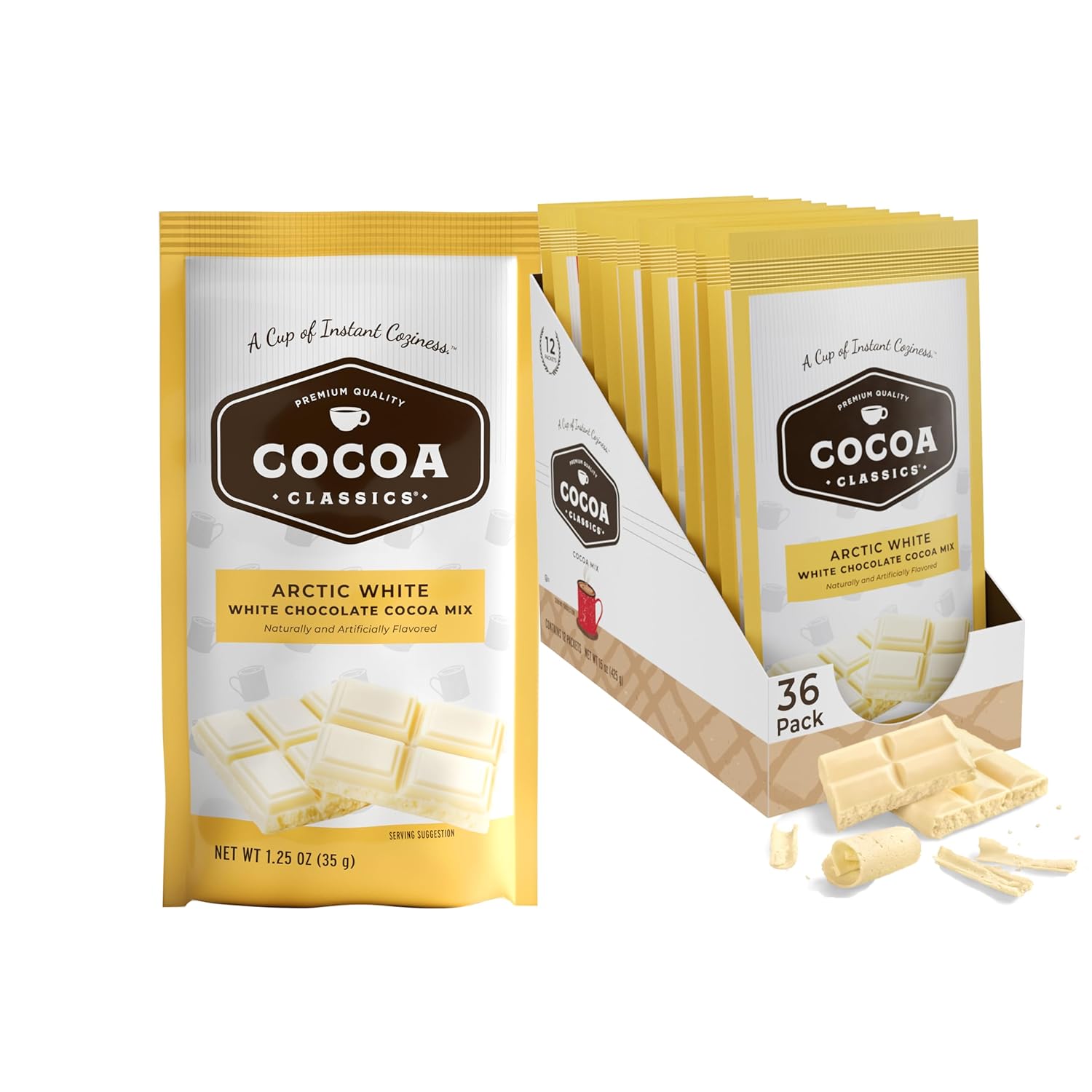 Cocoa Classics Chocolate Supreme Cocoa Mix, Hot Chocolate, Made with Nonfat Milk, Just Add Hot Water, Make Hot or Iced Cocoa, Gluten Free & Kosher Dairy Friendly, 1.25oz Packets (Pack of 36)