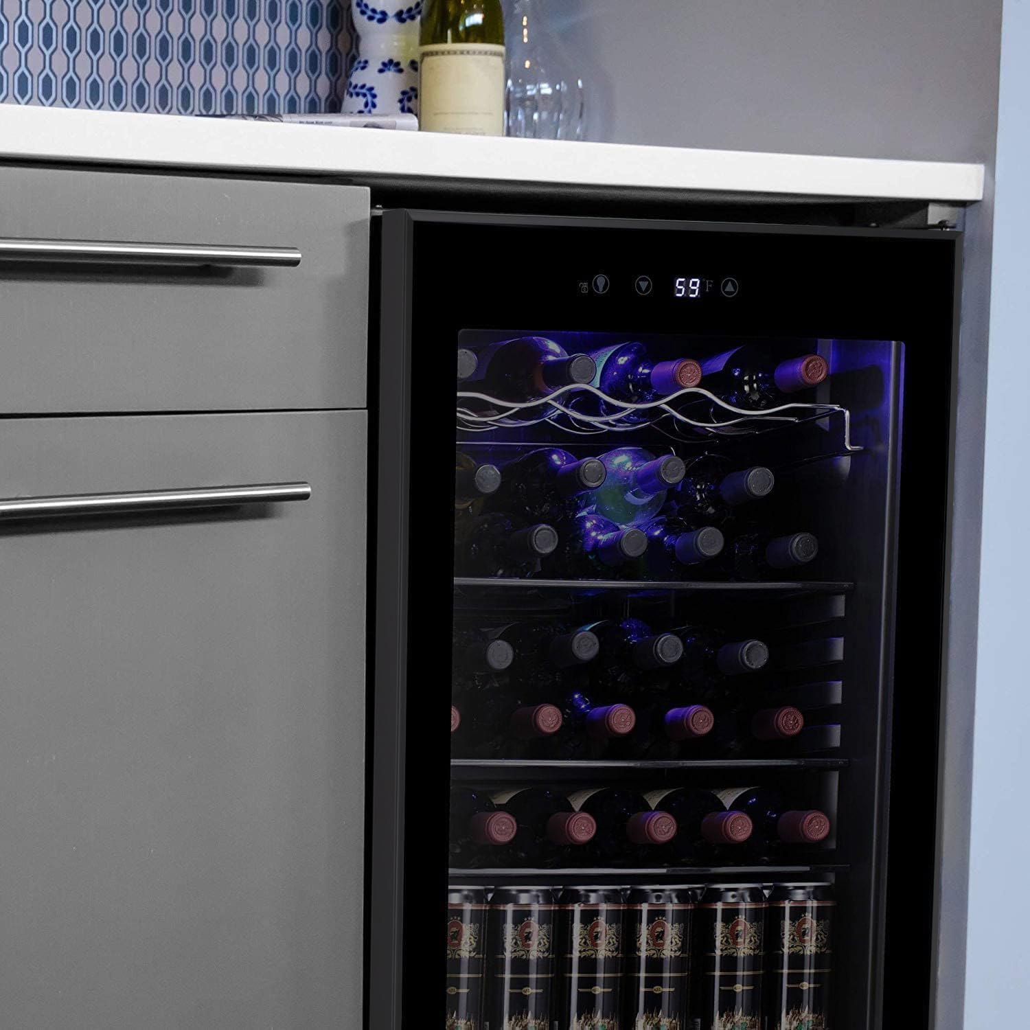 Antarctic Star Wine Cooler, Beverage Refrigerator, 16 Bottle Freestanding Quiet Wine Cellar Front Glass Door for Home and Bar, Digital Temp Control, 1.71 Cu.Ft.