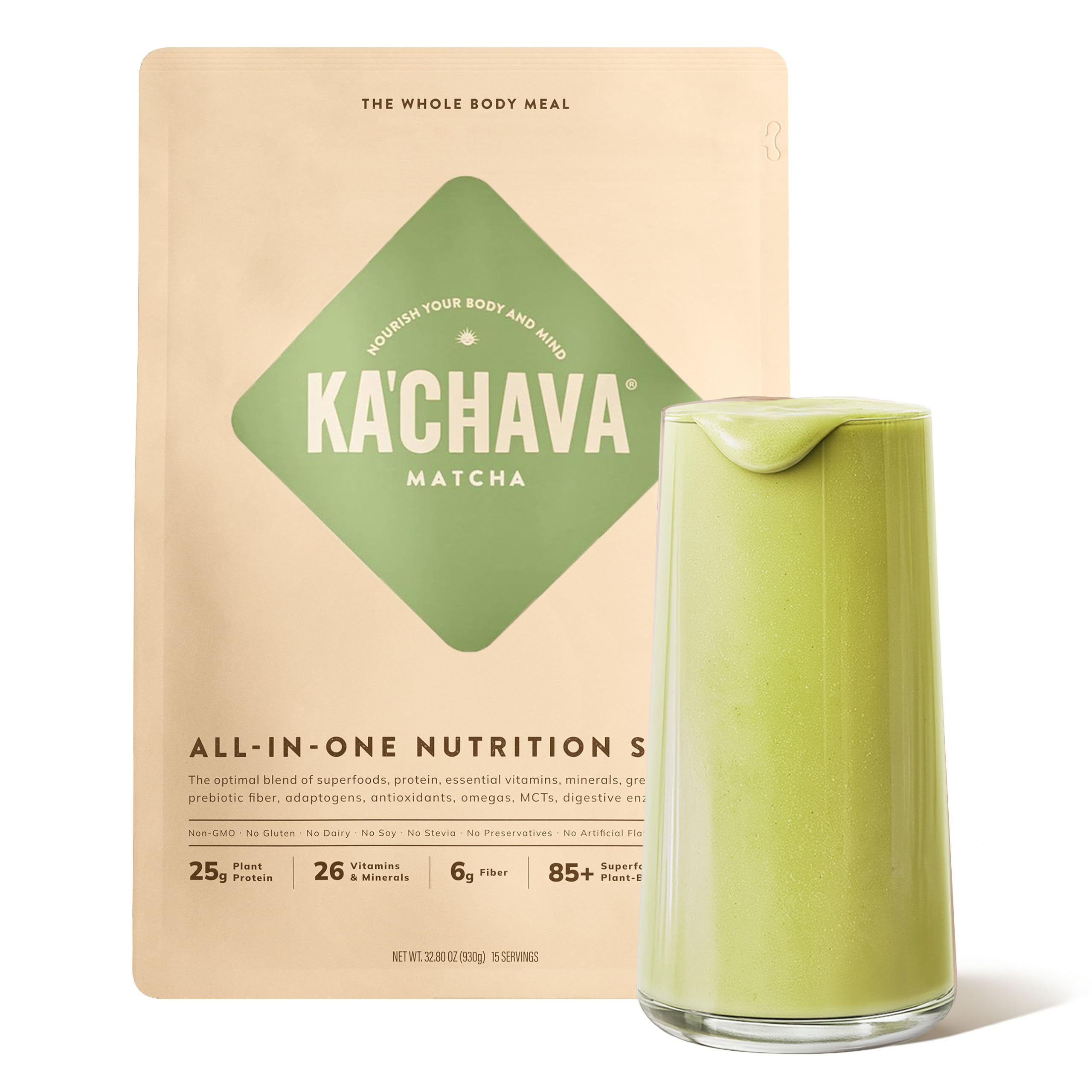 Ka’Chava Whole Body Meal Shake Vanilla 2 lb – Vegan Protein Powder with 85+ Superfoods & Greens – Plant-Based Meal Replacement with Probiotics & Digestive Enzymes – Gluten & Dairy Free (15 Servings)