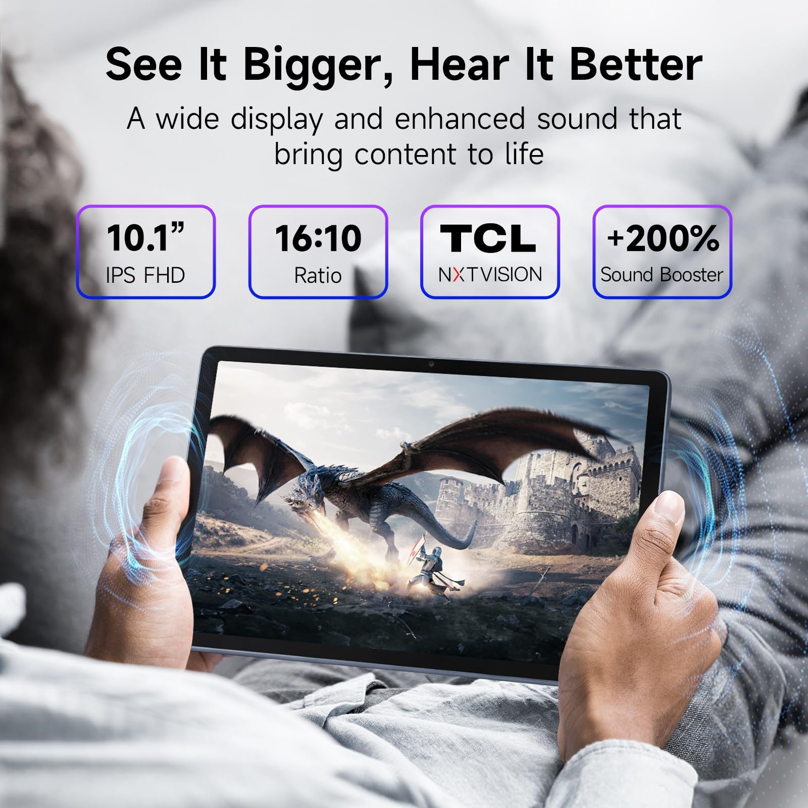 TCL TAB 10 Gen 4 Android Tablet, 10.1” FHD Display, Octa-Core CPU, 12GB RAM (4+8GB), 128GB Storage, 6000mAh Battery, Android 15, Wi-Fi, Metal Body, Tablet for Work, Study, Entertainment & Family Use