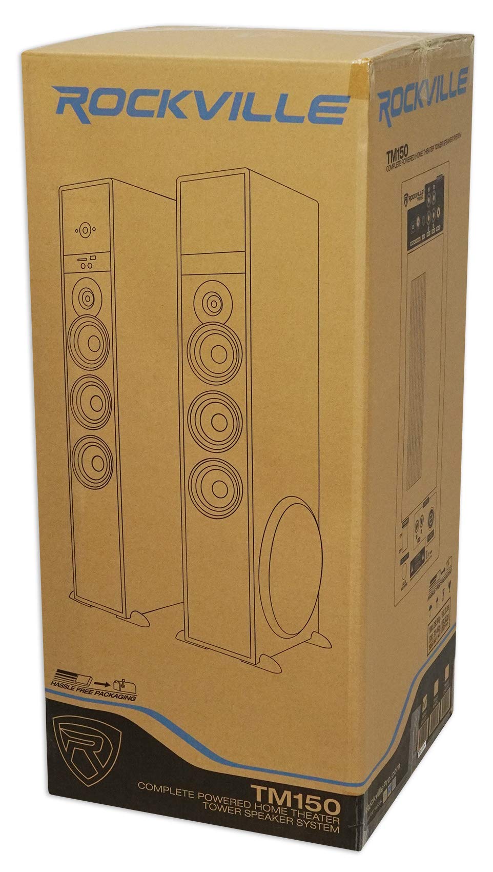 Rockville TM150D Powered Home Theater Tower Speaker System, Dark Wood, 1000W, 10" Subwoofers, Bluetooth, USB/SD Playback, FM Radio, Remote Control, Karaoke Ready, Perfect for Home Entertainment
