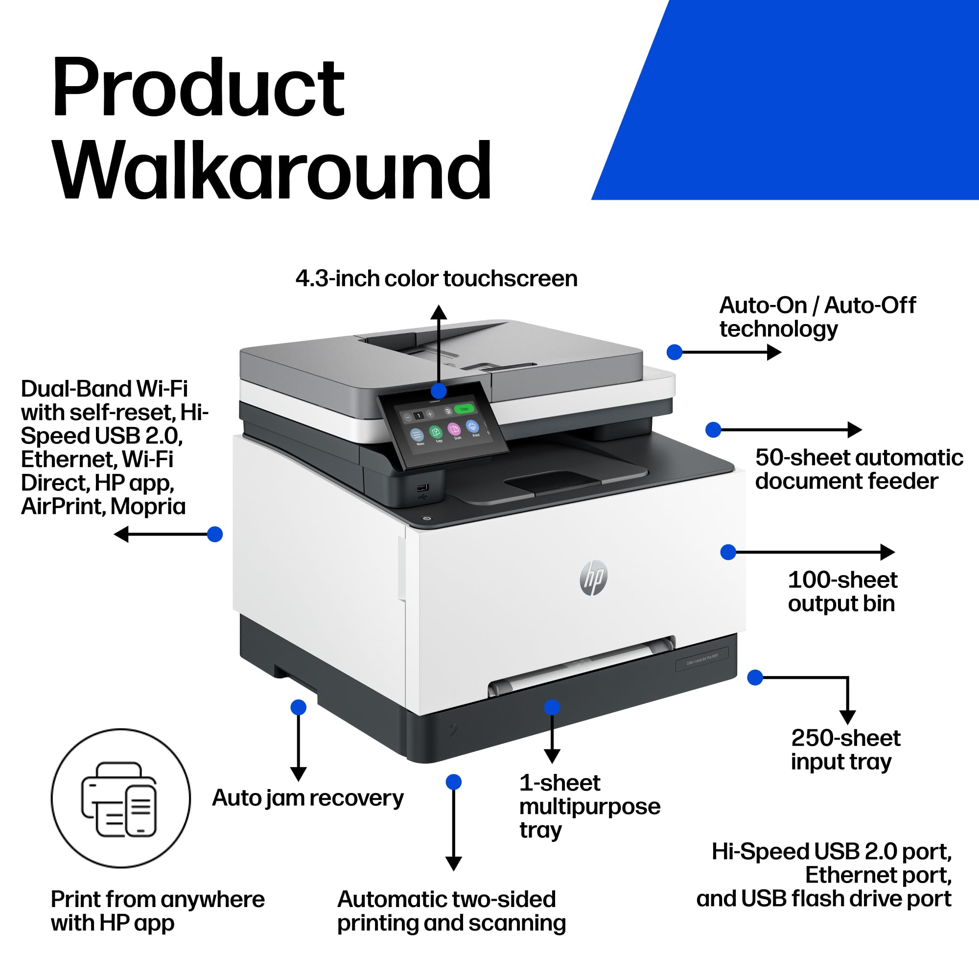 HP Color LaserJet Pro MFP 3301fdw Wireless All-in-One Color Laser Printer, Office Printer, Scanner, Copier, Fax, ADF, Duplex, Best-for-Office (499Q5F)