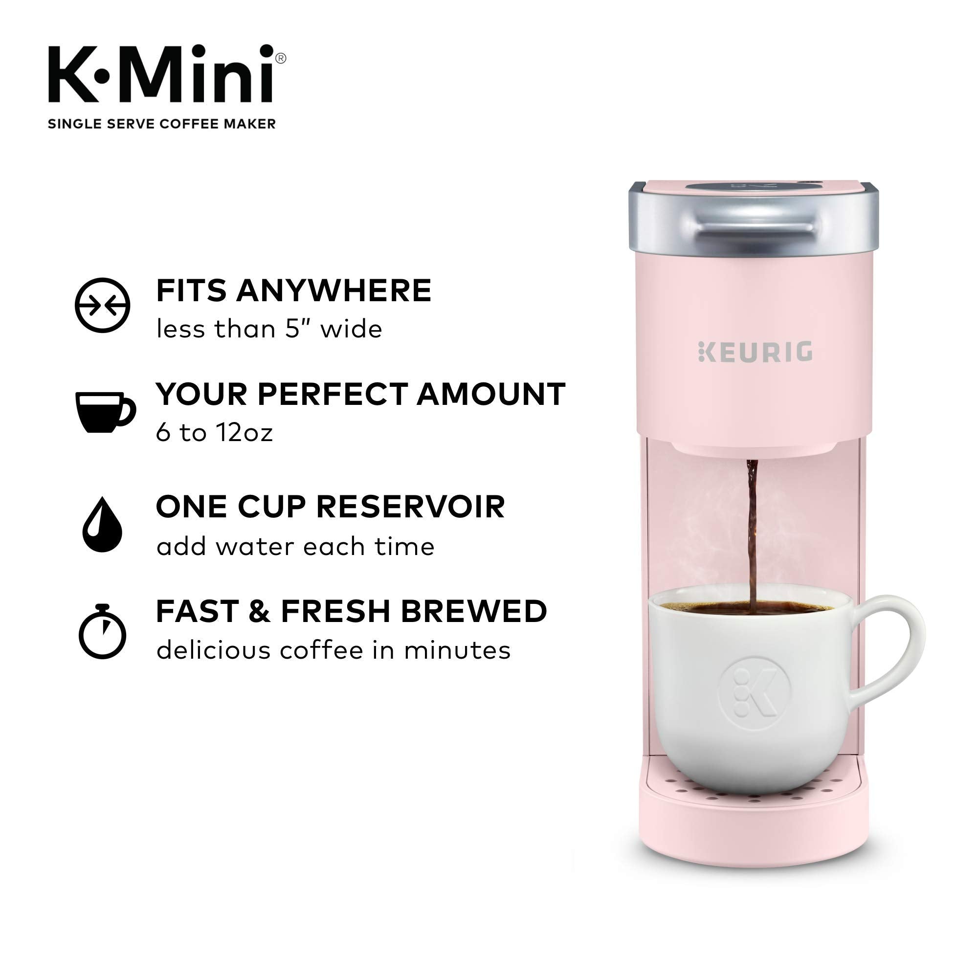 Keurig K-Mini Single Serve K-Cup Pod Coffee Maker, 6 to 12oz Brew size, with Cord Storage, Perfect for Small Spaces, Black