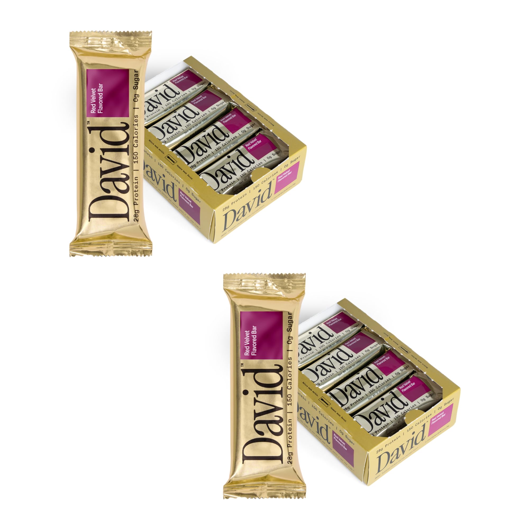 David High Protein Bars No Sugar - Sugar Free Protein Bars, Low Carb, Gluten Free - 28g of Protein, 150 Calories - David Bar On-The-Go Snack - Peanut Butter Chocolate Chunk Flavor, Pack of 12