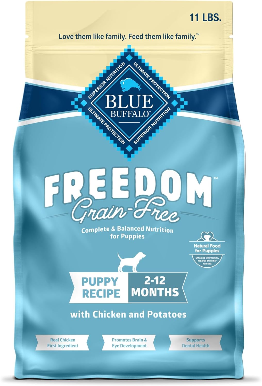 Blue Buffalo Freedom Grain-Free Puppy Dry Dog Food with DHA, Complete & Balanced Nutrition for Puppies, Made in The USA with Natural Ingredients, Chicken & Potatoes, 4-lb Bag
