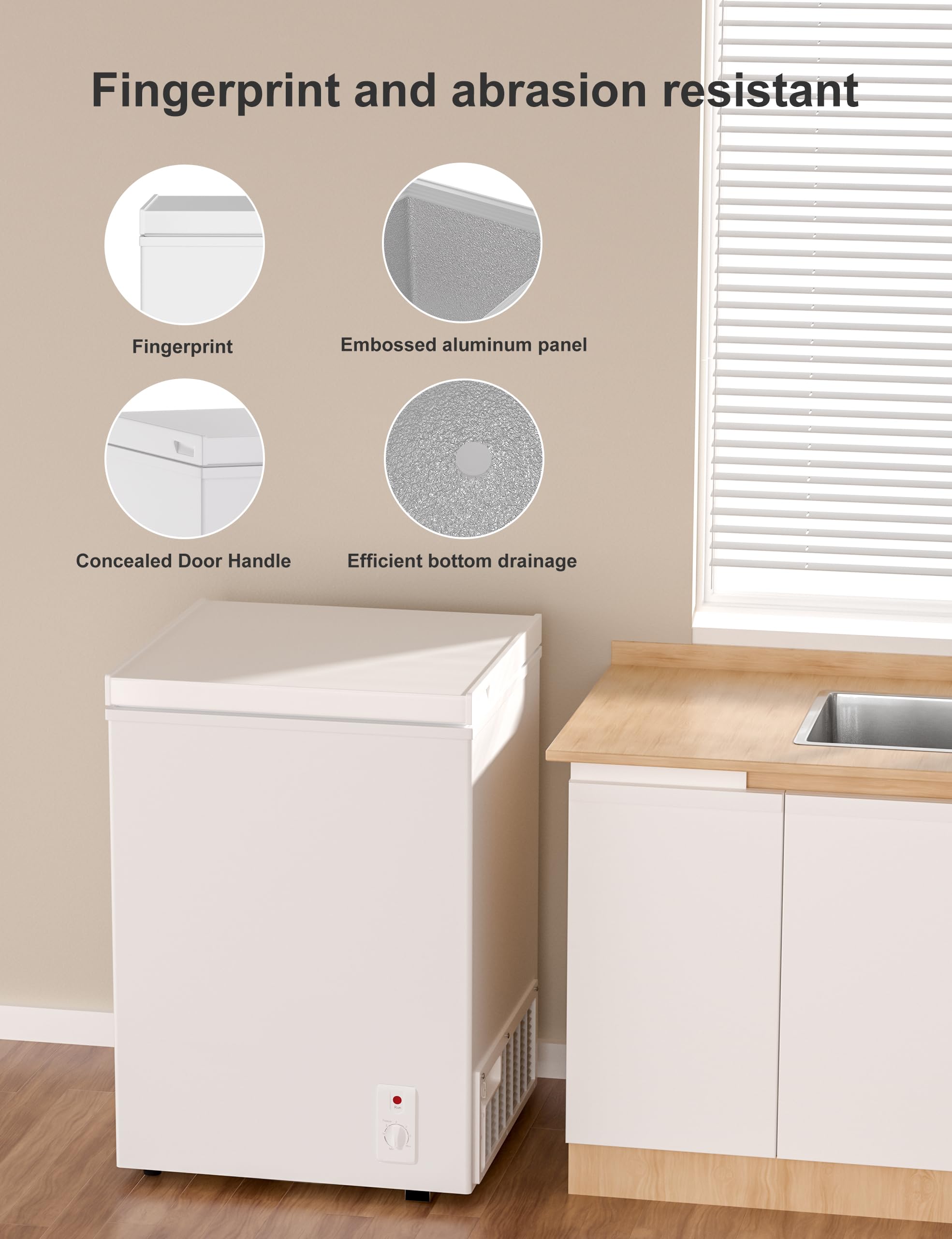 7.0 Cu Ft Chest Freezer - Energy Saving Quiet Top Open Door Mini Freezer Adjustable 6 Thermostat - Compact Small Deep Freezer w/Removable Basket and Defrost Water Drain for Home/Apartment/Garage