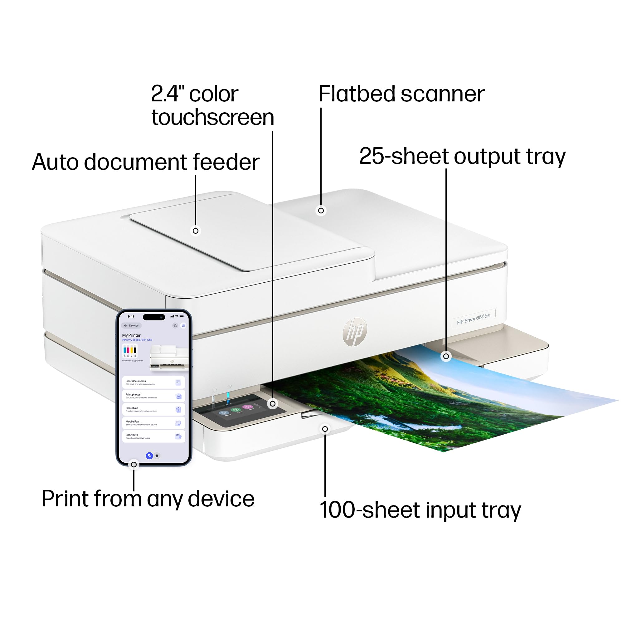HP Envy 6555e Wireless All-in-One Color Inkjet Printer, Portobello, Print, scan, Copy, Duplex Printing Best-for-Home, 3 Month Instant Ink Trial Included, AI-Enabled (714N5A)
