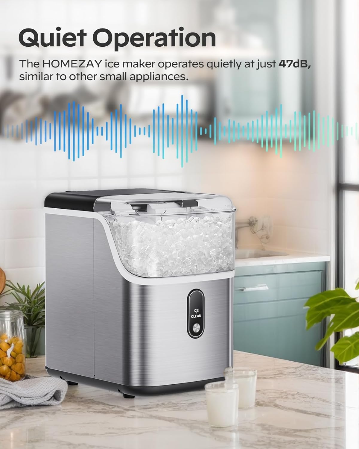 Silonn Ice Maker Countertop, Portable Ice Machine with Carry Handle, Self-Cleaning Ice Makers with Basket and Scoop, 9 Cubes in 6 Mins, 26 lbs per Day, Ideal for Home, Kitchen, Camping, RV
