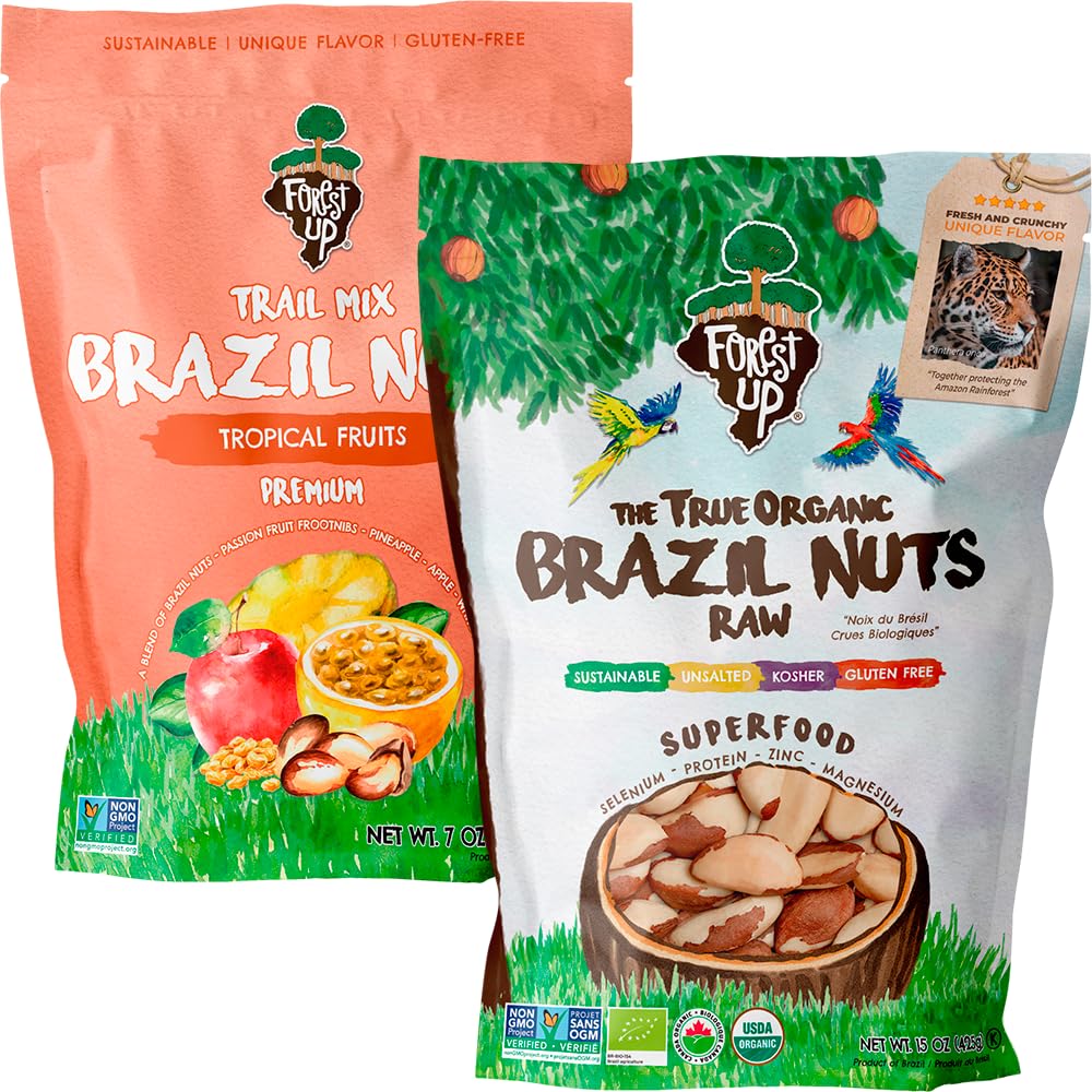 Snack The True Organic Brazil Nuts 15 oz – Raw and Unsalted – Kosher – Healthy-Rich in Vegetable Protein – Harvested in Amazon Rainforest – Fresh, Vegan and Gluten Free – Forest Up
