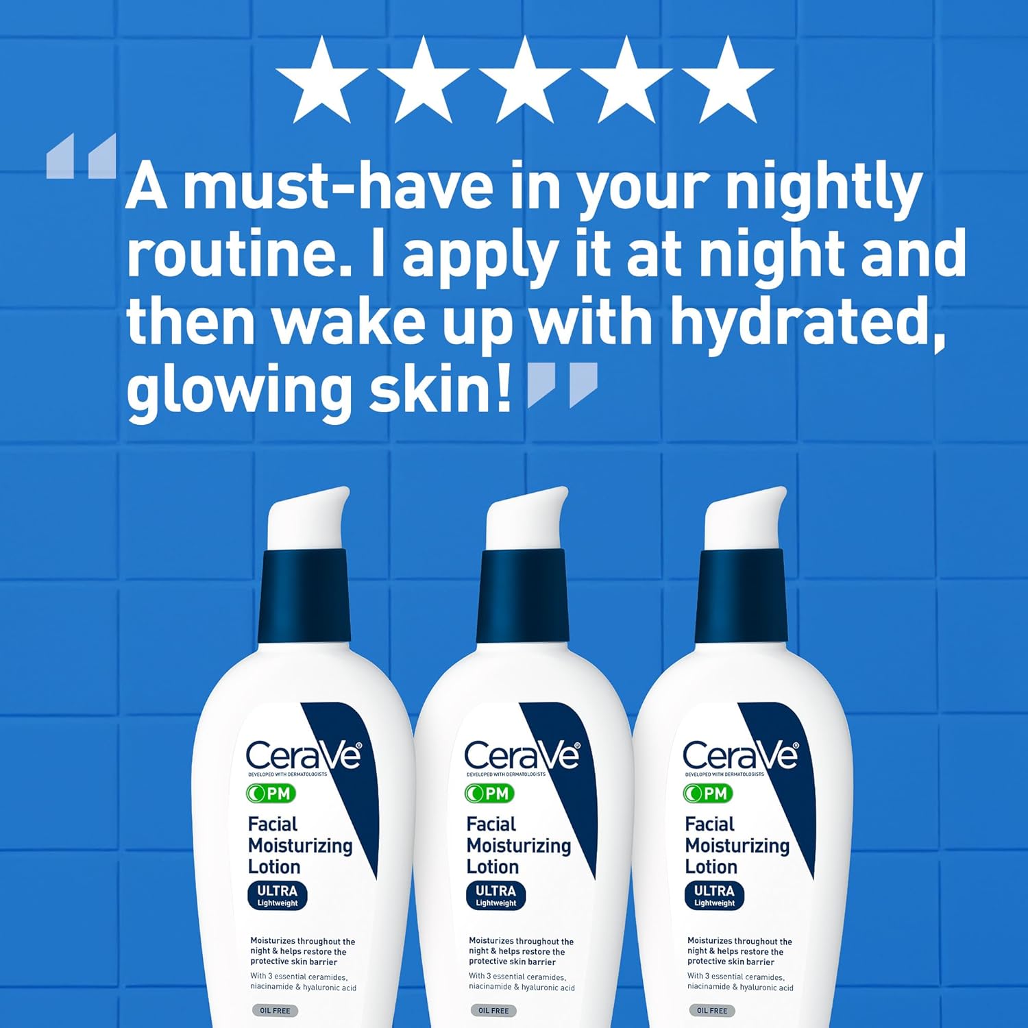 Cerave Pm Facial Moisturizing Lotion, 3 Oz., Multiplied With Derma Roller, 3 Fl Oz (Pack Of 1)