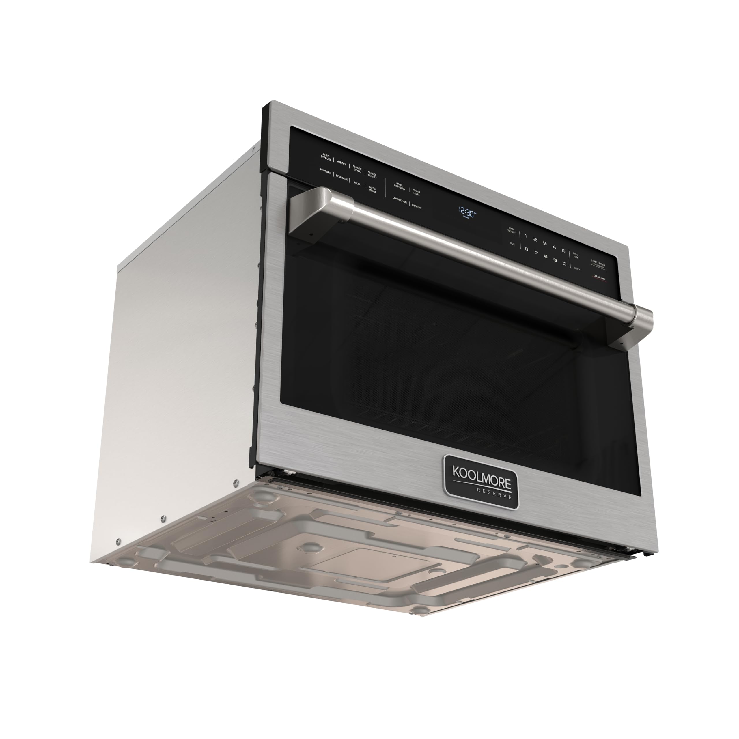 KoolMore Reserve Built-in Microwave Convection Oven with Air Fry, 3-in-1 Combo, Sensor Cook, Soft-Close Door, Stainless Steel, 24 in. / 1.6 cu. ft. with NEMA 5-20P Plug in Black