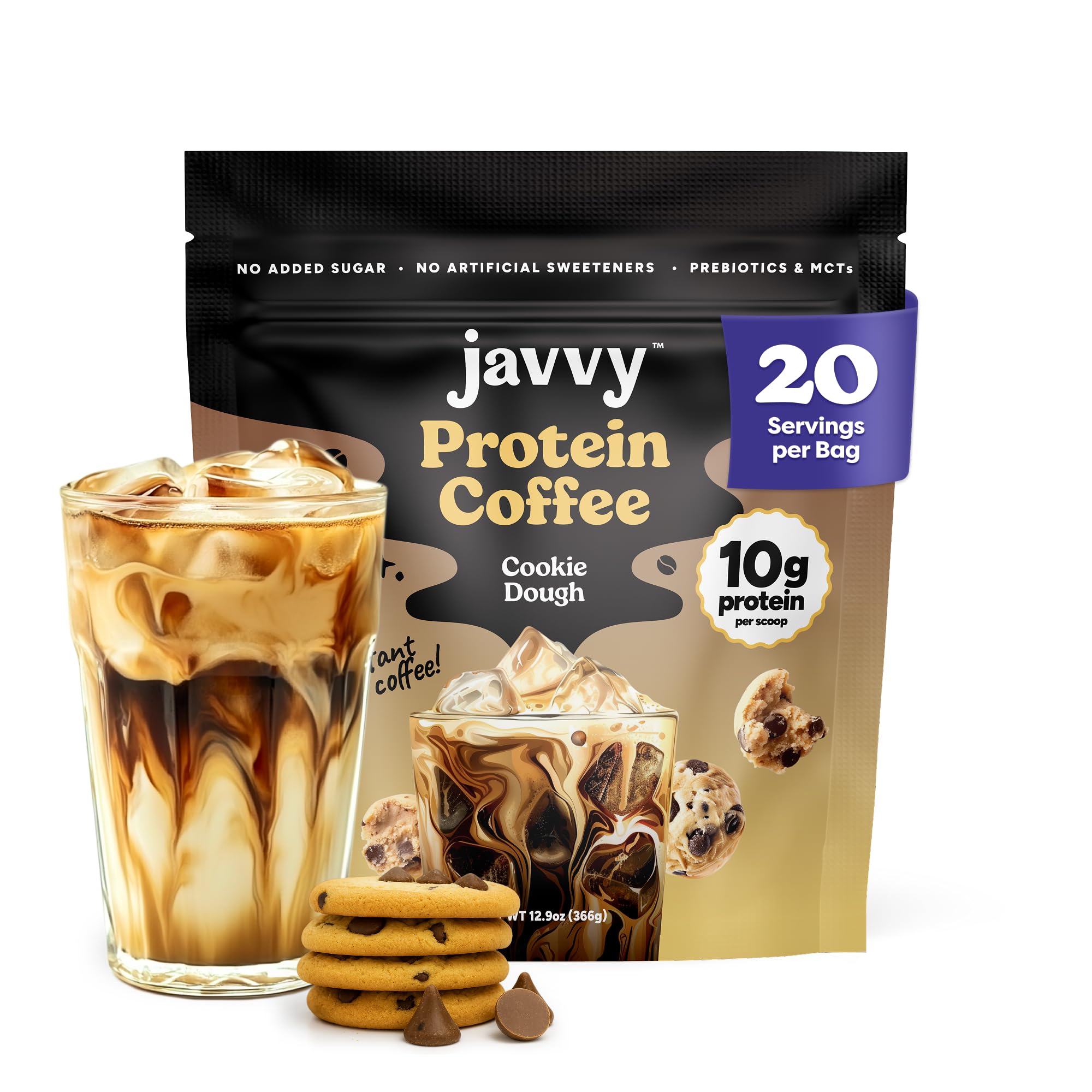 Caramel Protein Iced Coffee - Premium Whey Protein & Instant Iced Coffees - 100% Natural Cold Brew - Zero Artificial Flavors & Sweeteners, 80 mg Caffeine Per Serving, No Added Sugar, 20 Servings